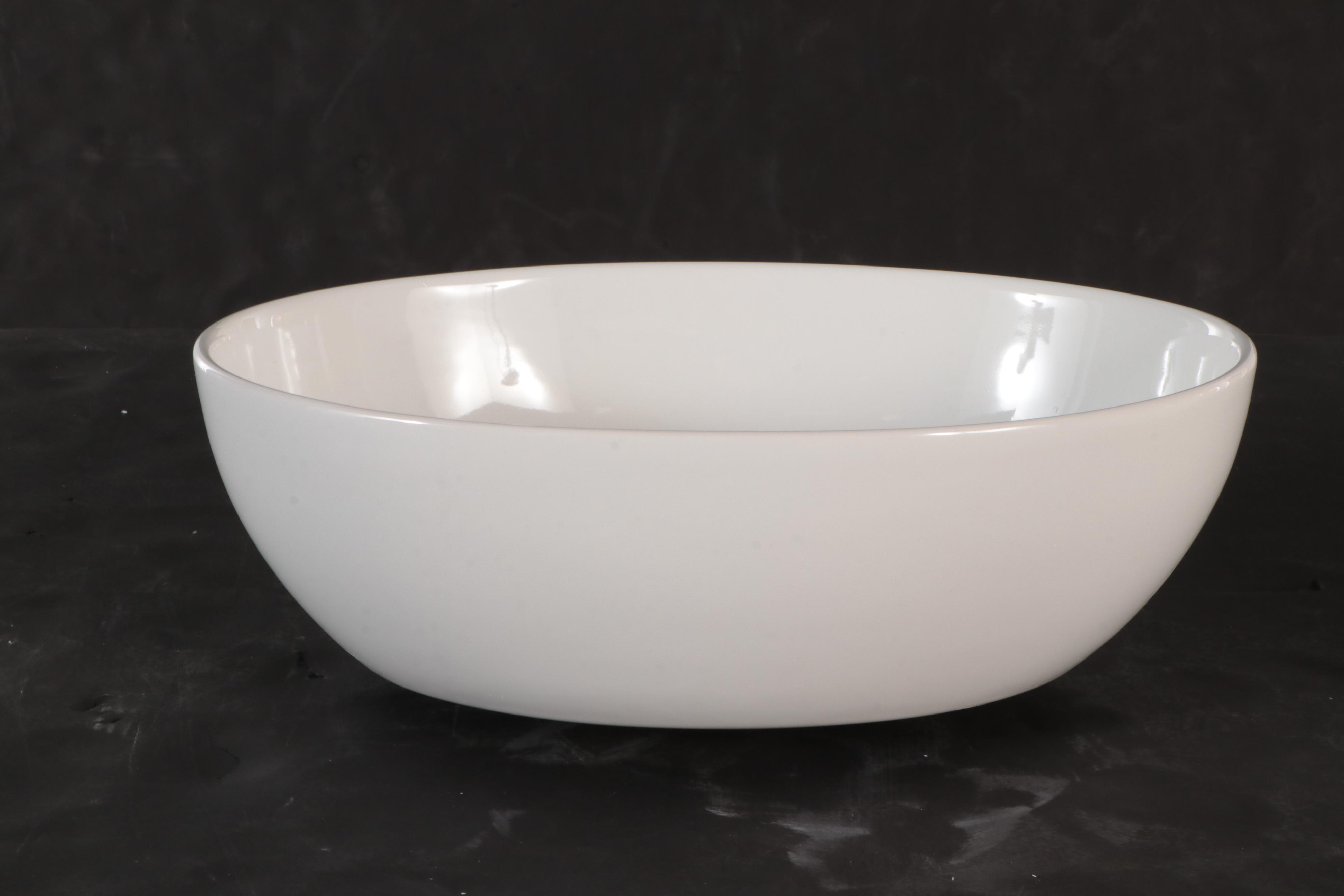 Oval Fireclay Vessel Sinks with Polished Brass Finish Pop-Up Bathroom Drain