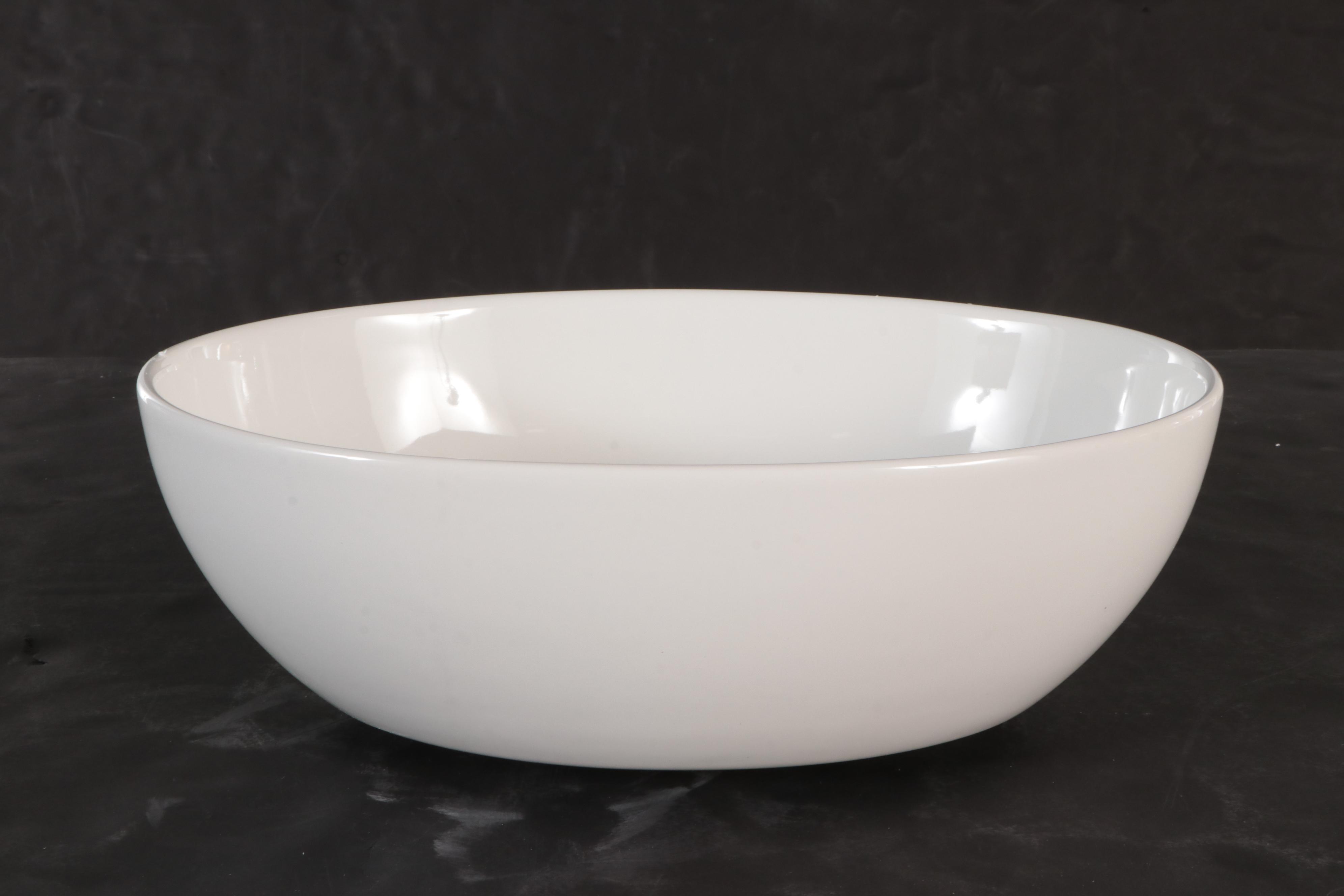 Oval Fireclay Vessel Sinks with Polished Brass Finish Pop-Up Bathroom Drain