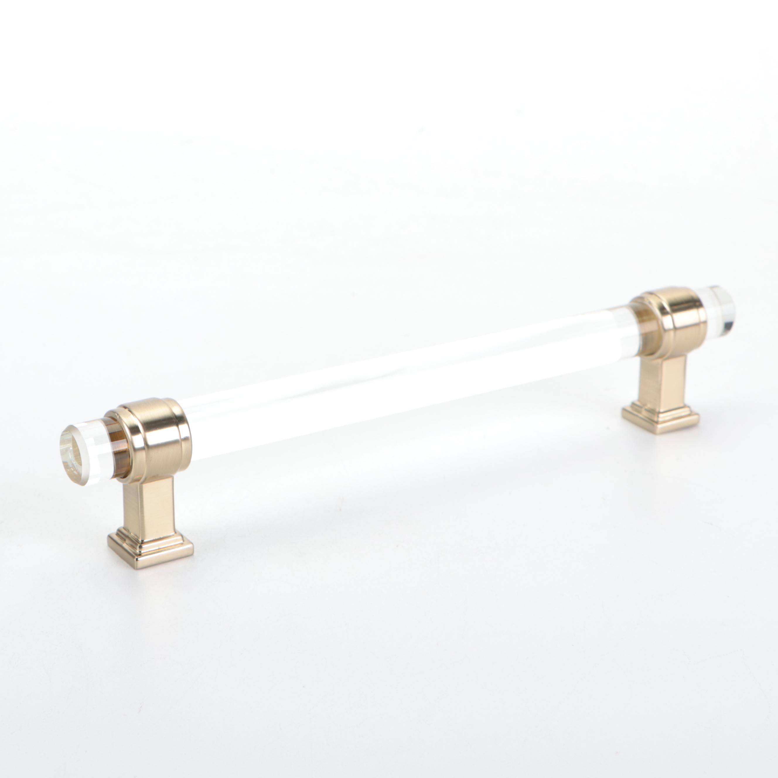 Clear Cabinet Pulls with Golden Champagne Finish Trim