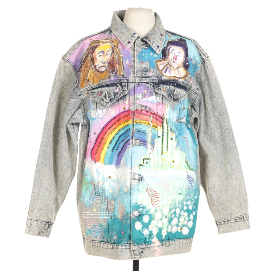 Hand-Painted Wizard of Oz Sequined Denim Jacket