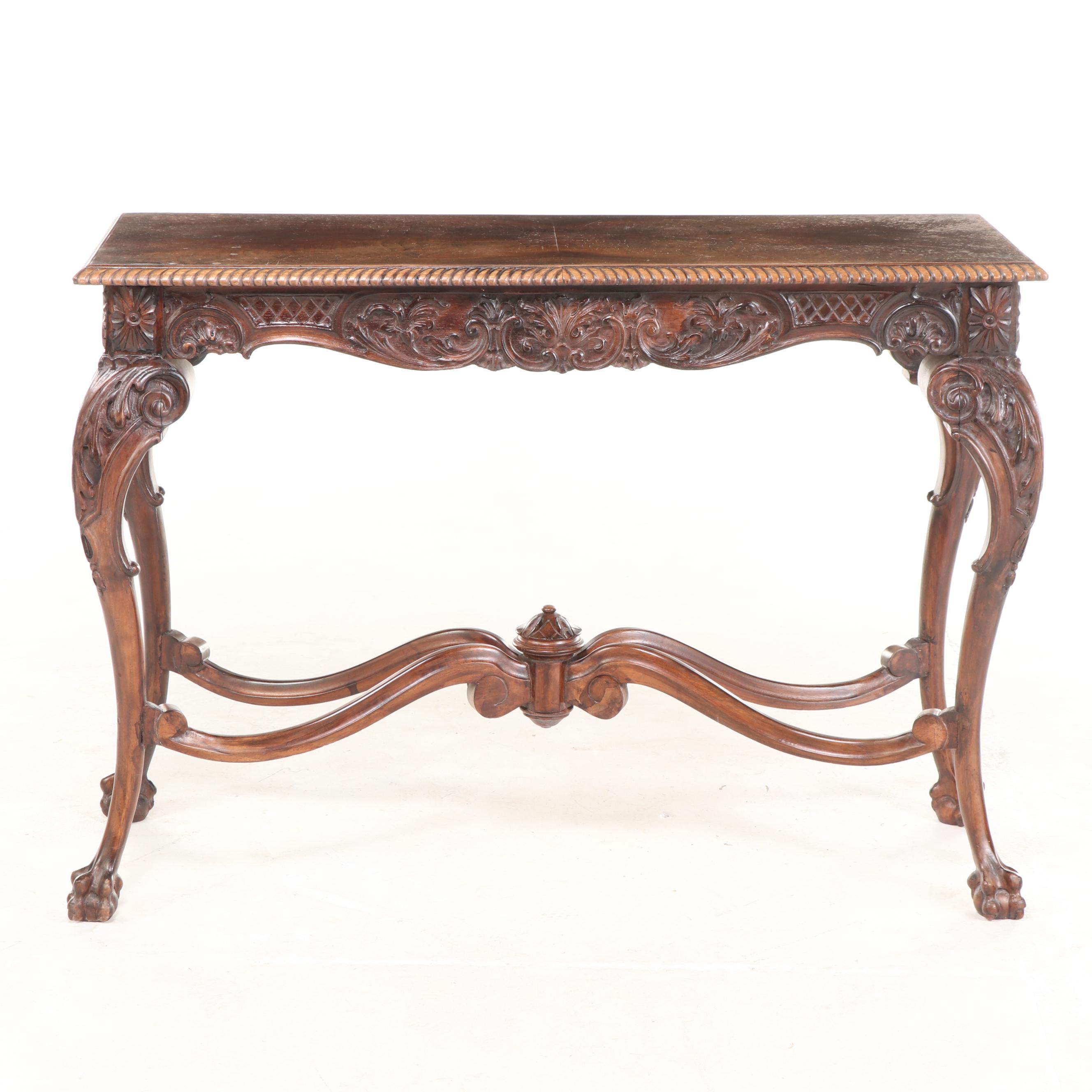 H. Herrmann Furniture Co. Chippendale Style Walnut Console Table