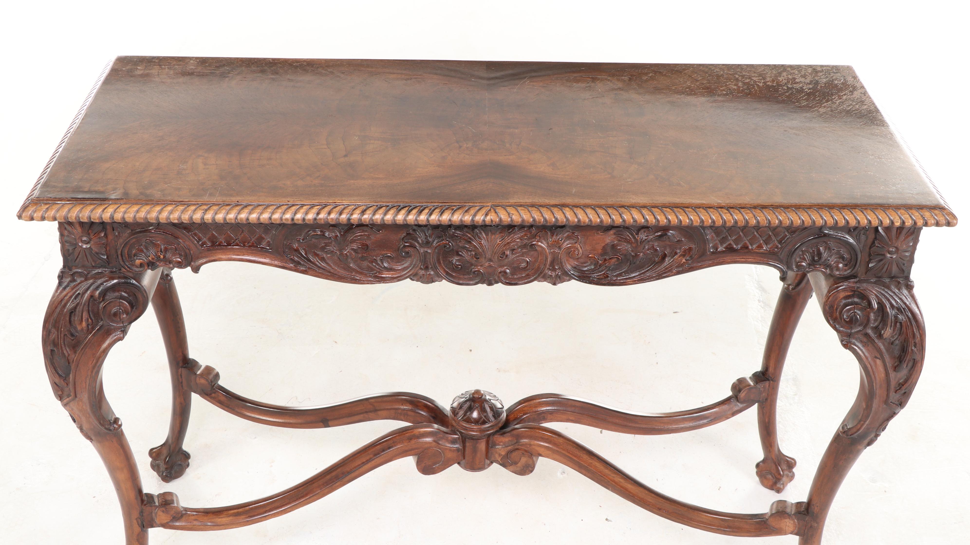 H. Herrmann Furniture Co. Chippendale Style Walnut Console Table