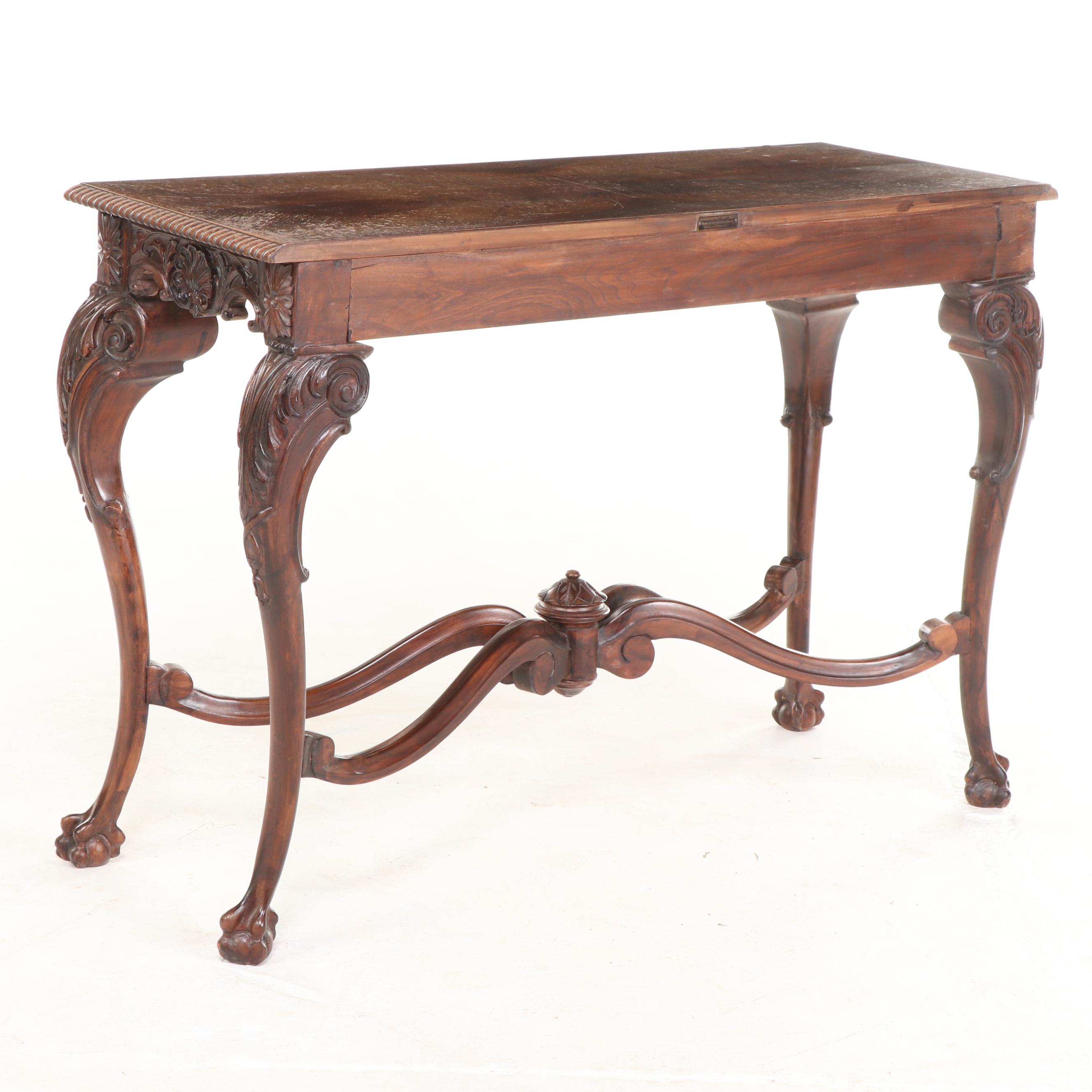 H. Herrmann Furniture Co. Chippendale Style Walnut Console Table