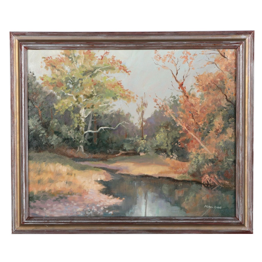 Milton Odell Landscape Acrylic Painting, Late 20th Century