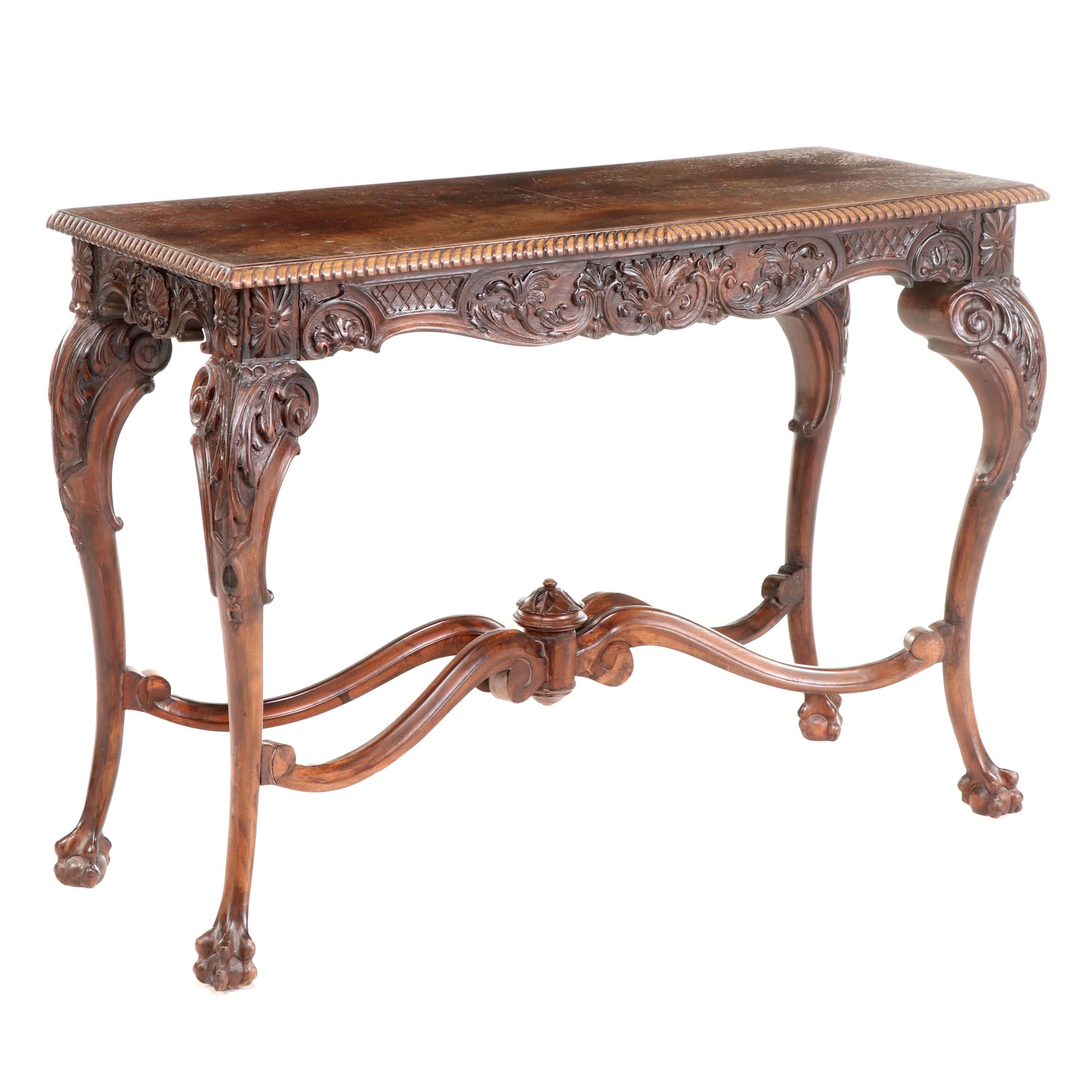 H. Herrmann Furniture Co. Chippendale Style Walnut Console Table