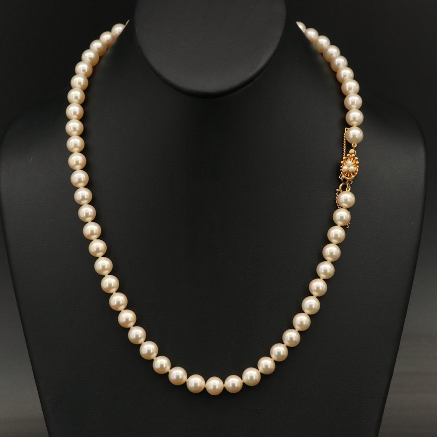Imitation Pearl Necklace with Sterling Clasp