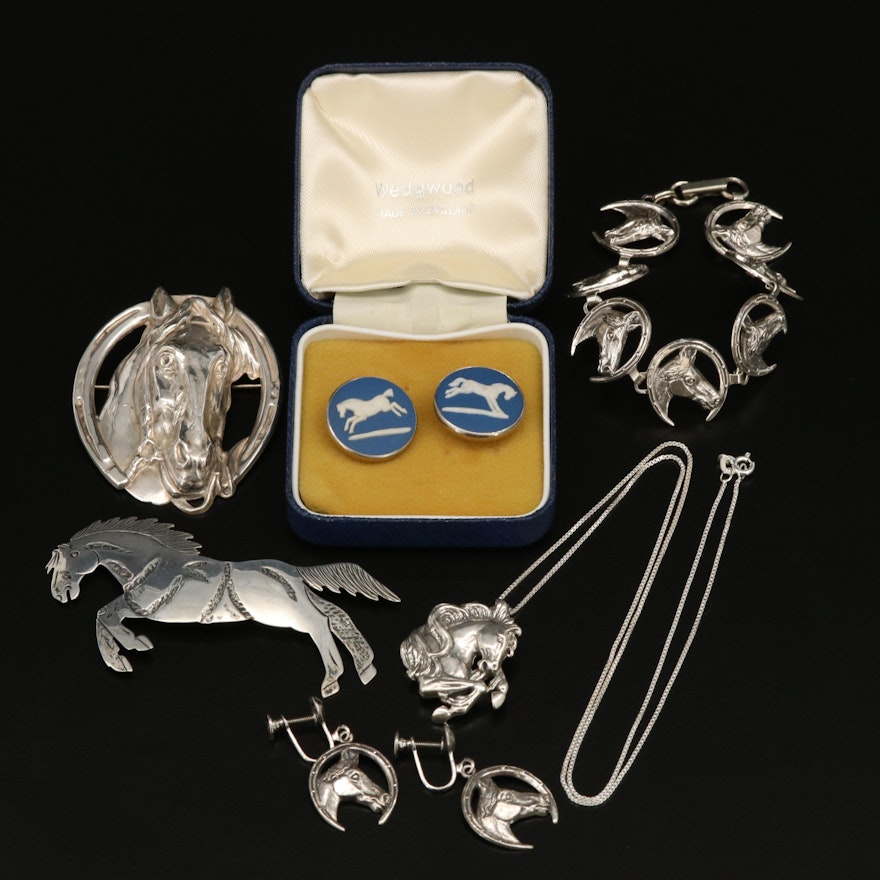 Wedgwood Jasperware Earrings Featured with Sterling Equestrian Jewelry