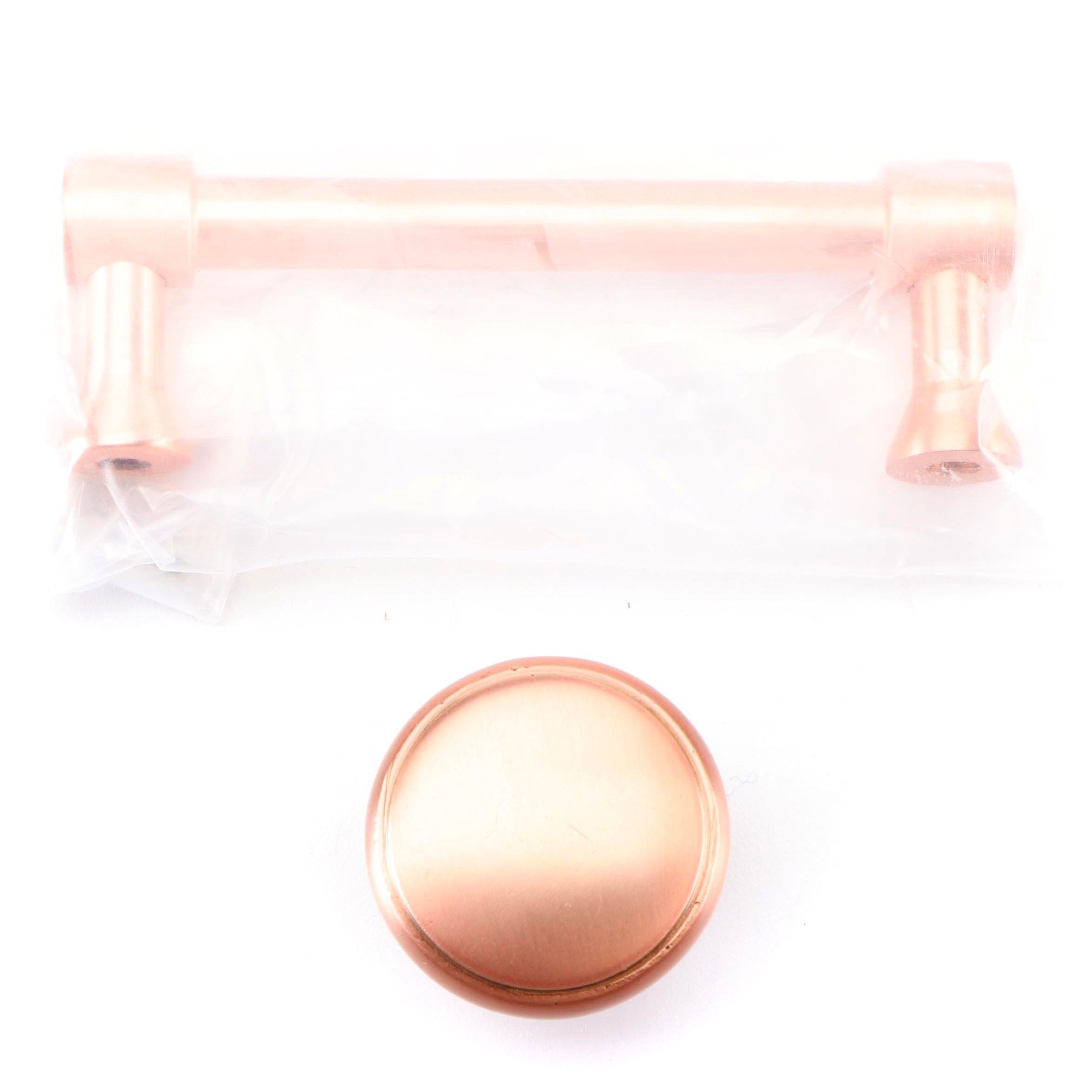 3.75'' Solid Brass Cabinet Pull and 1.50'' Brass Cabinet Knob in Satin Rose Gold