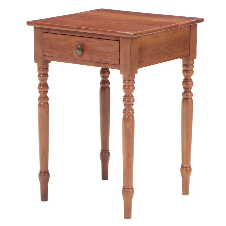 Late Federal Style Cherry One-Drawer End Table