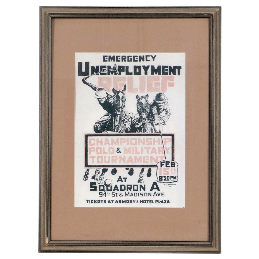 Facsimile Offset Lithograph "Emergency Unemployment Relief"