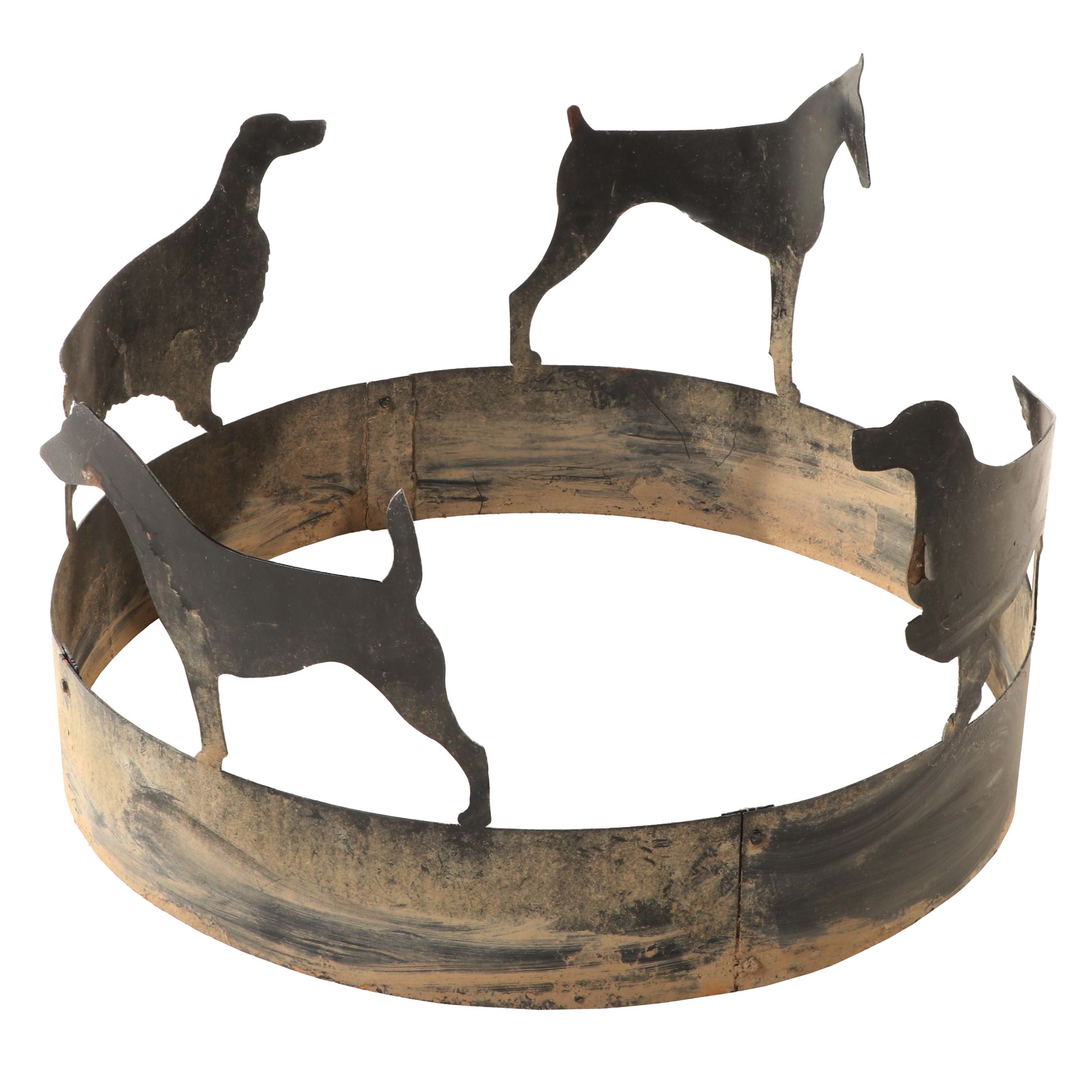 Black-Painted Sheet Metal Fire Pit Surround with Dog Cutouts