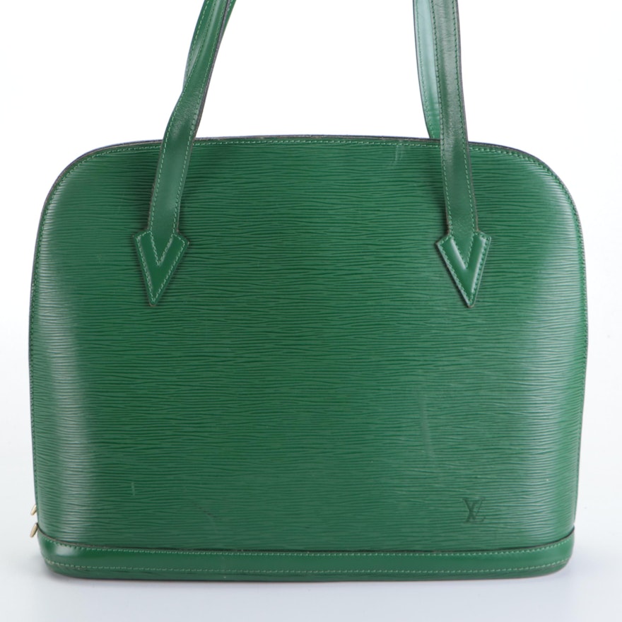 Louis Vuitton Lussac Tote in Borneo Green Epi and Smooth Leather