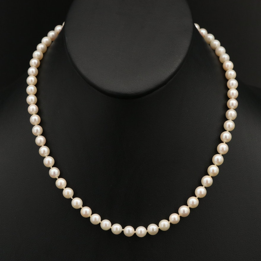 Vintage Pearl Necklace with 14K Clasp