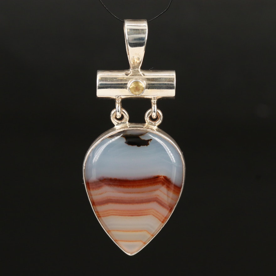 Sterling Agate and Citrine Pendant