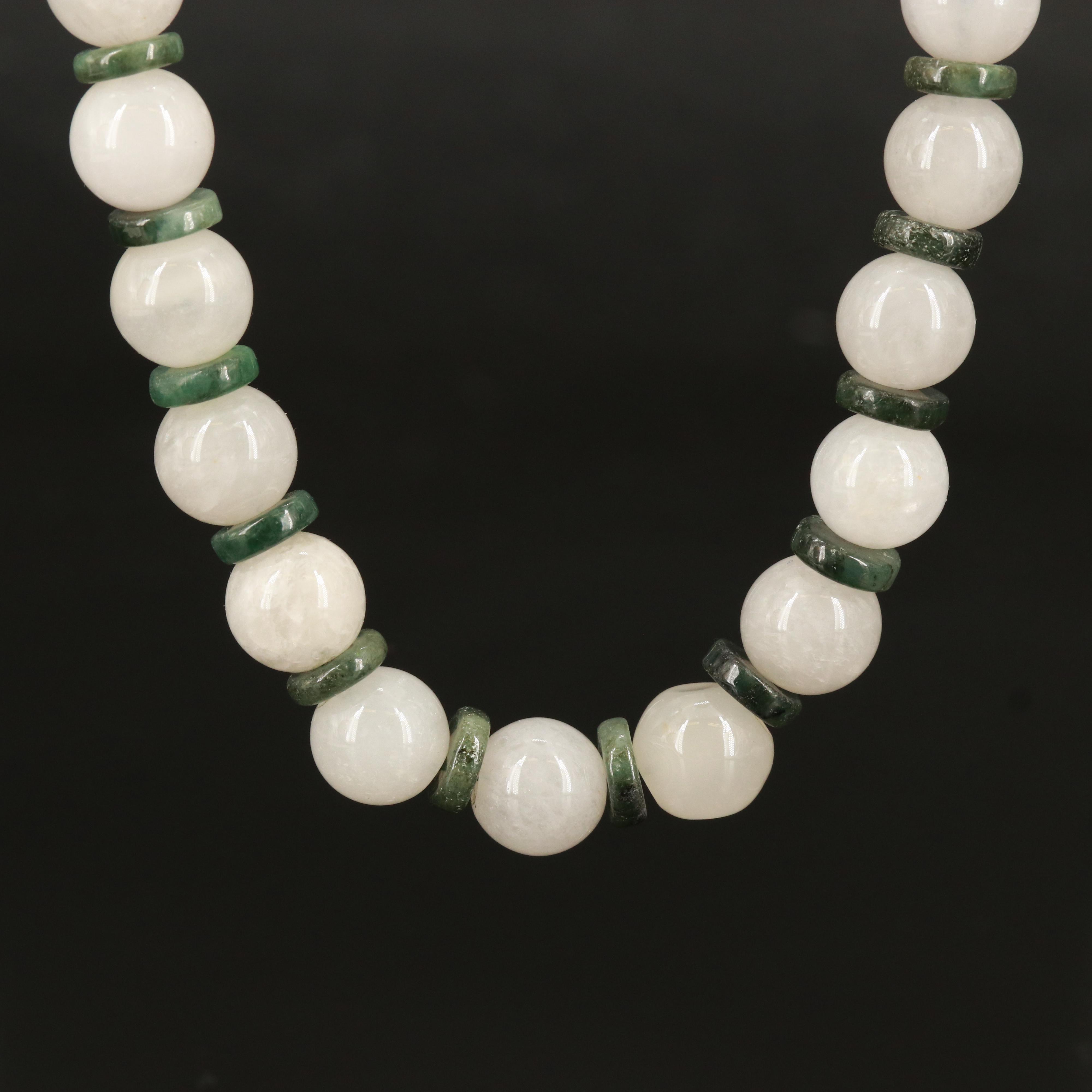 Quartzite and Nephrite Bead Necklace