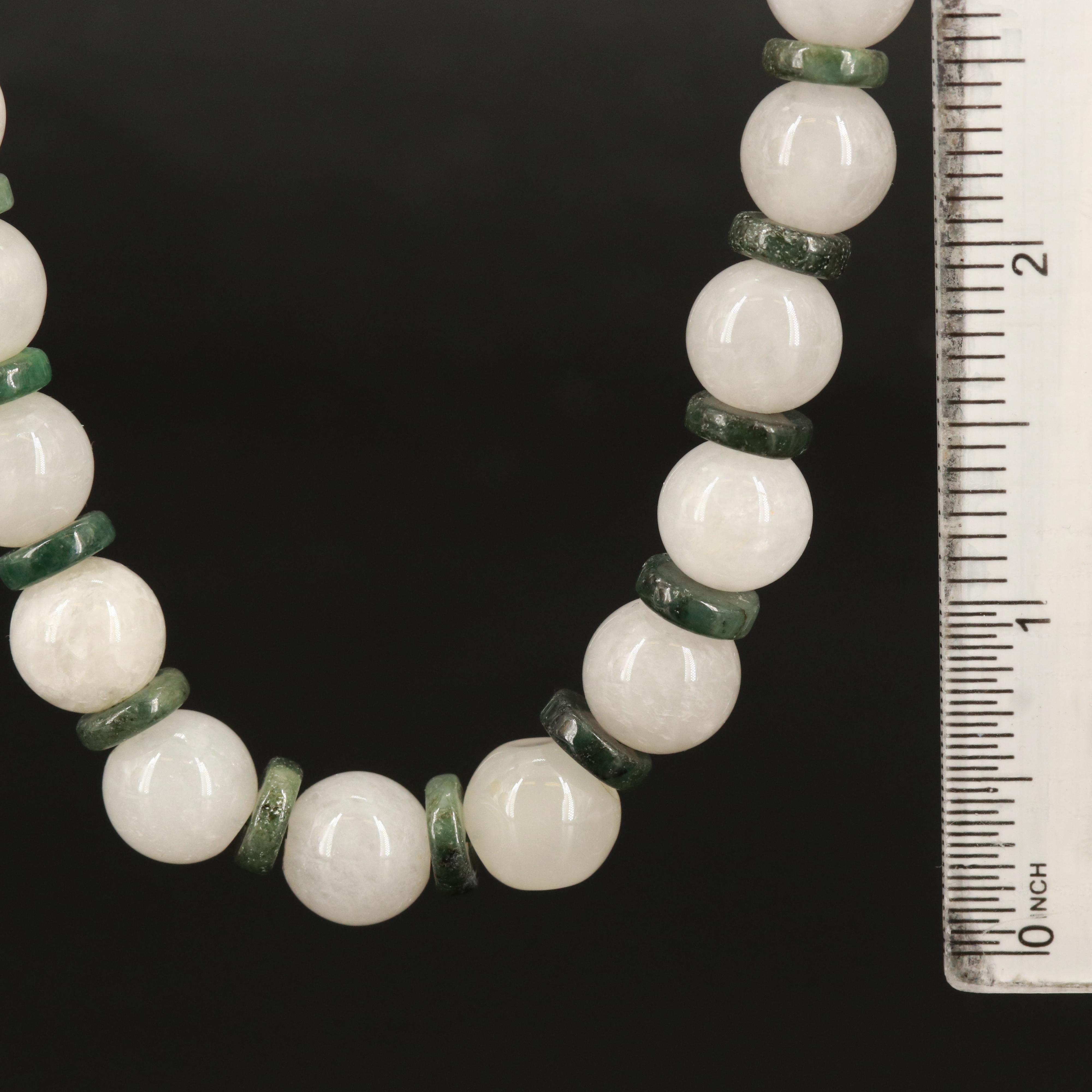 Quartzite and Nephrite Bead Necklace