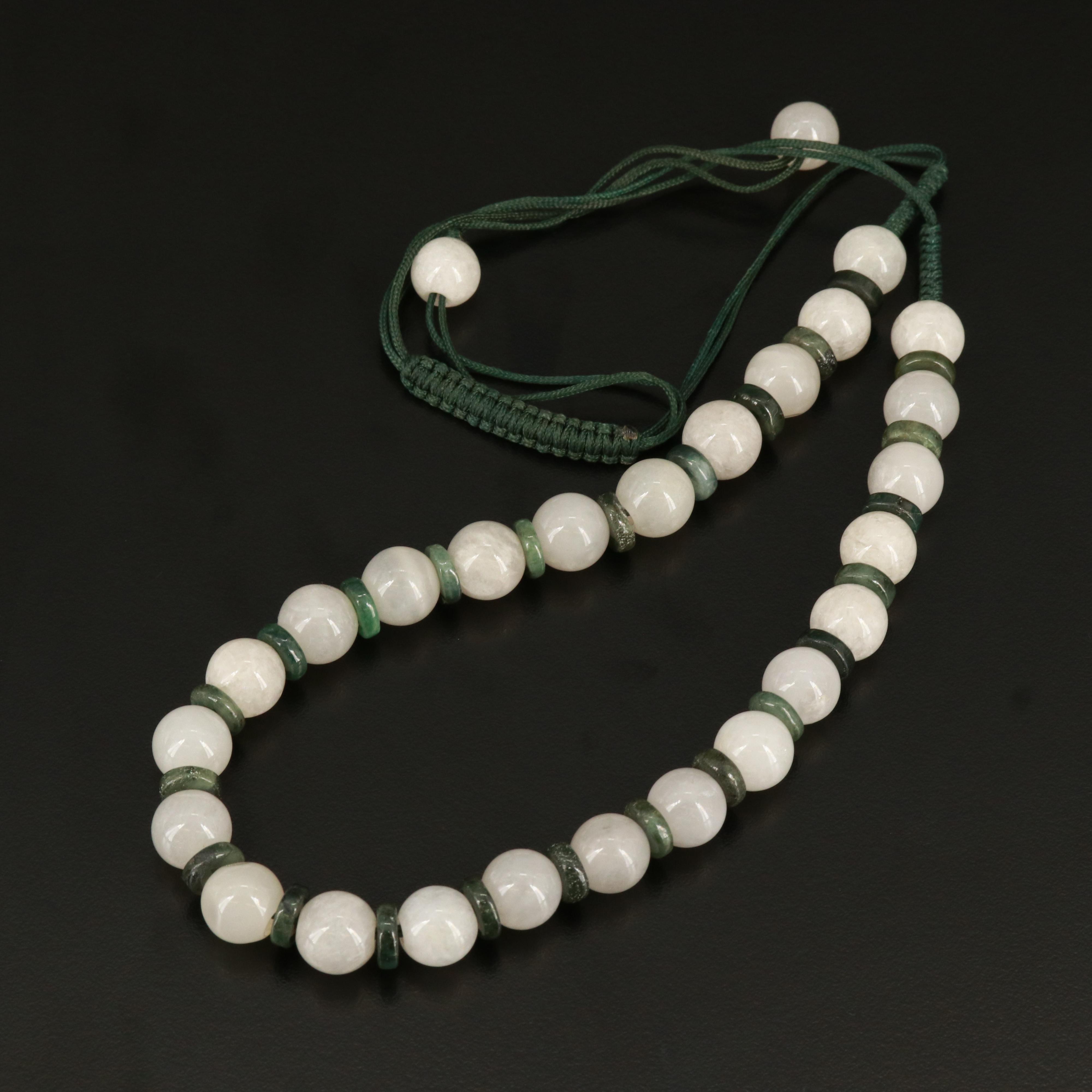 Quartzite and Nephrite Bead Necklace