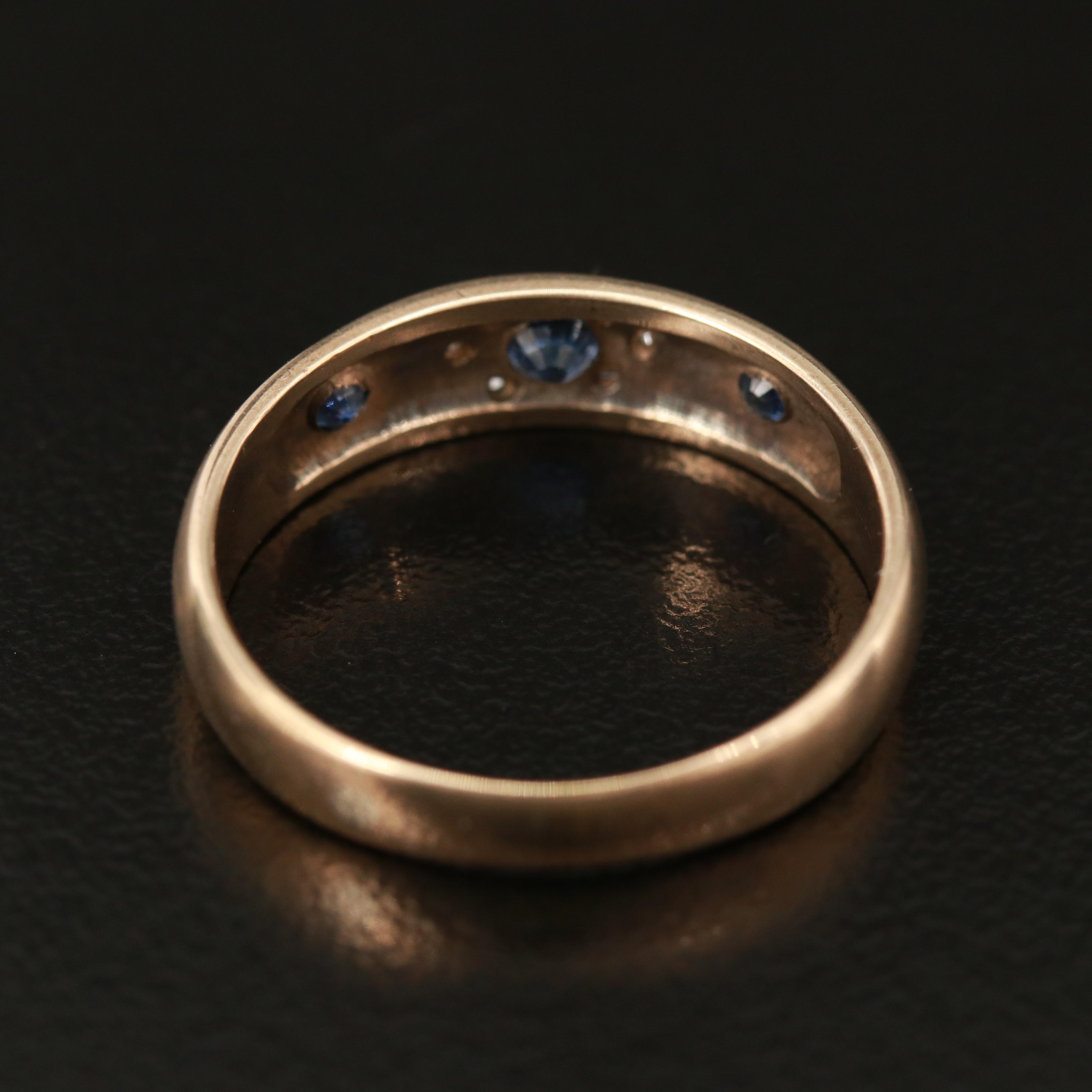 Victorian Sapphire and Diamond Band with Floral Details