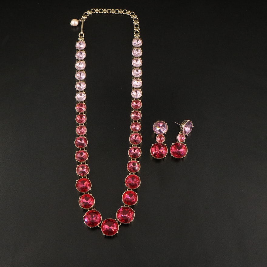 Heidi Daus Crystal and Faux Pearl Necklace and Earring Set