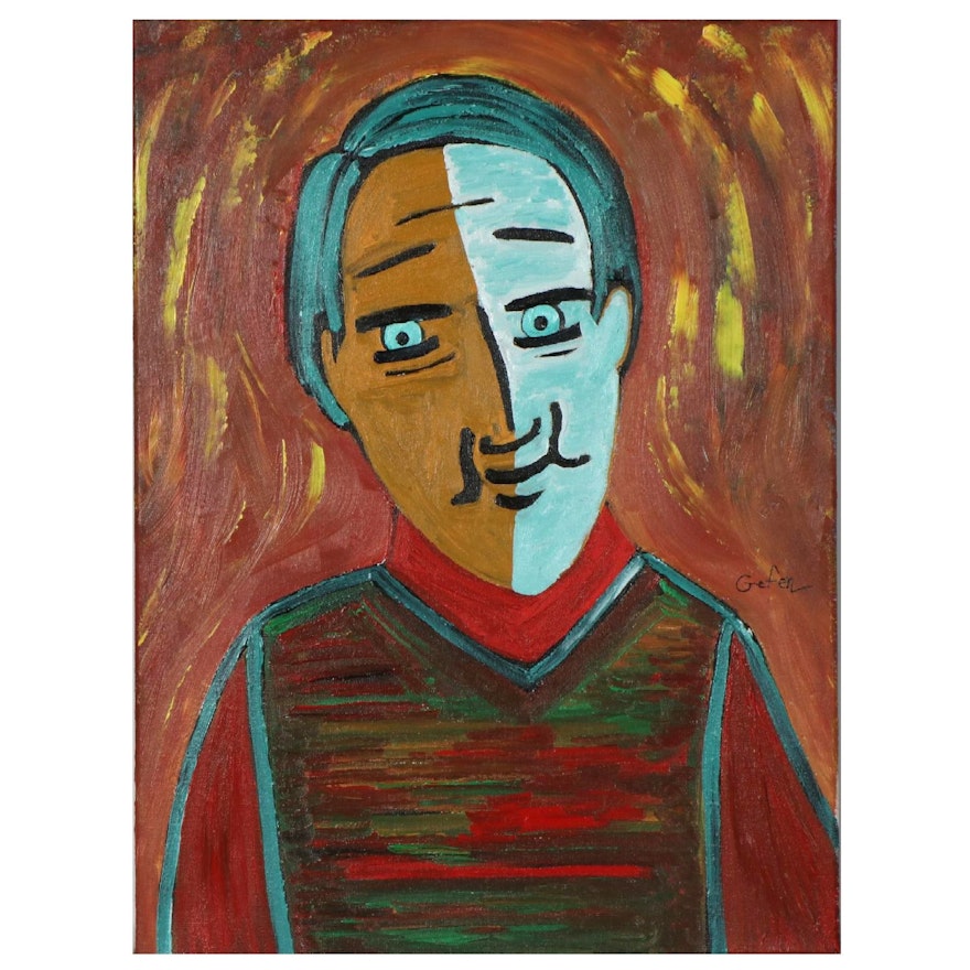 Saul Gefen Acrylic Painting "Le Portrait," 2021