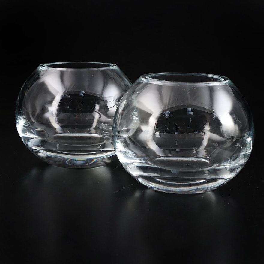 Pair of Glass Rose Bowls