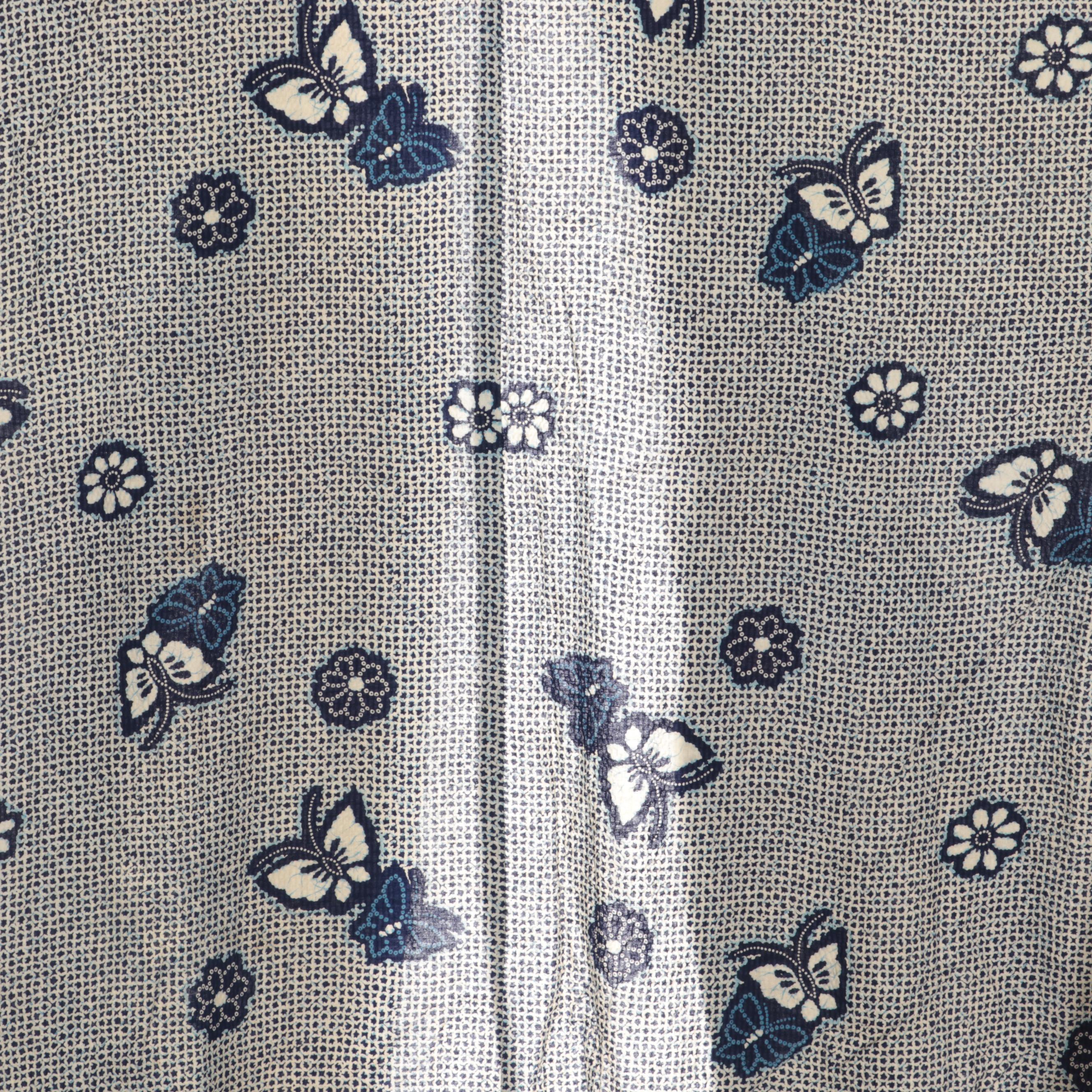 Shibori Yukata with Hana and Cho Pattern, Meiji Period