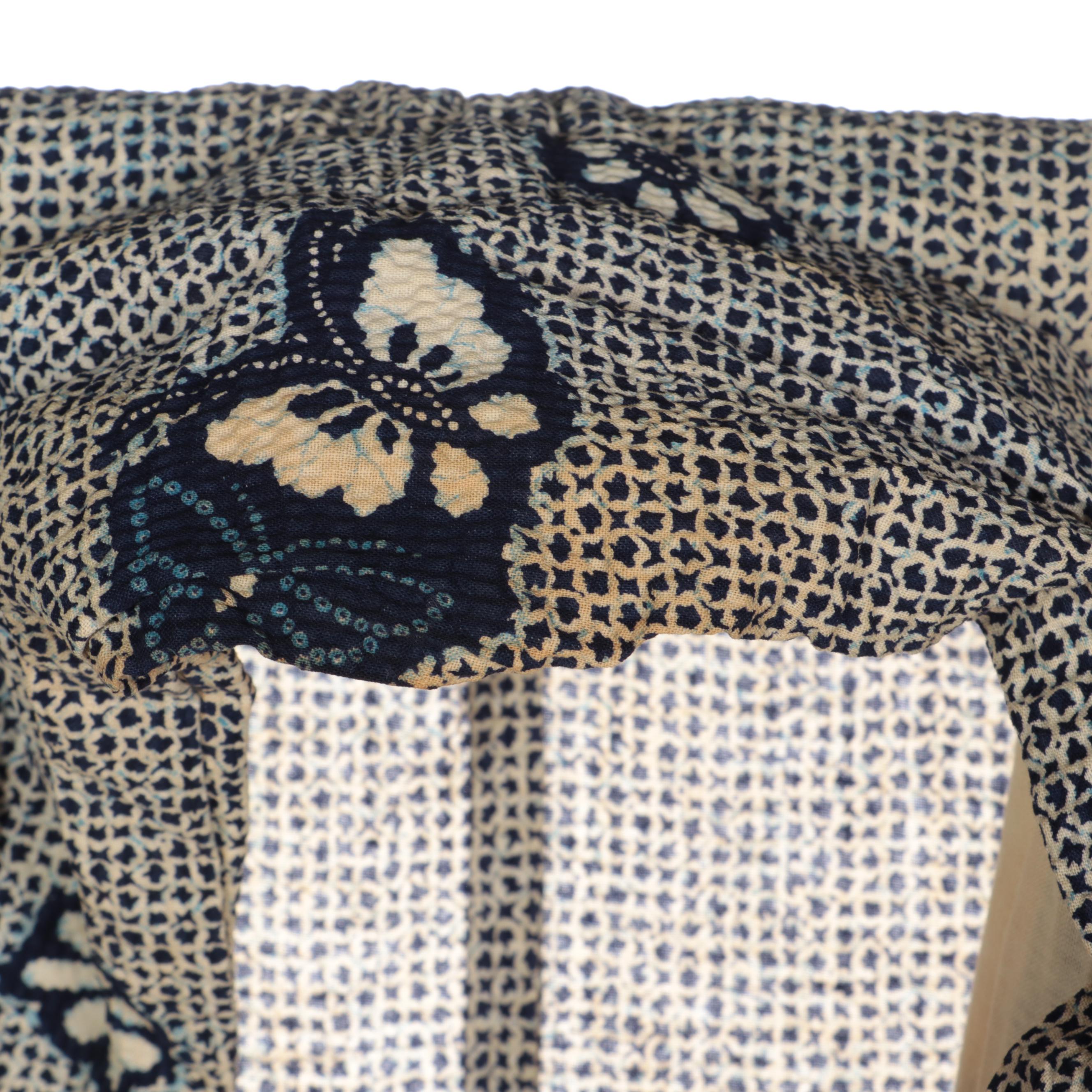 Shibori Yukata with Hana and Cho Pattern, Meiji Period