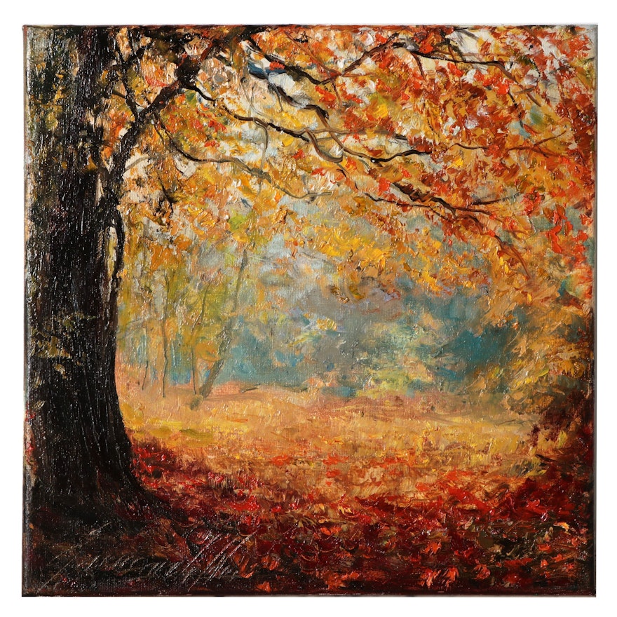 Garncarek Aleksander Landscape Oil Painting "Jesień (Autumn)," 2021