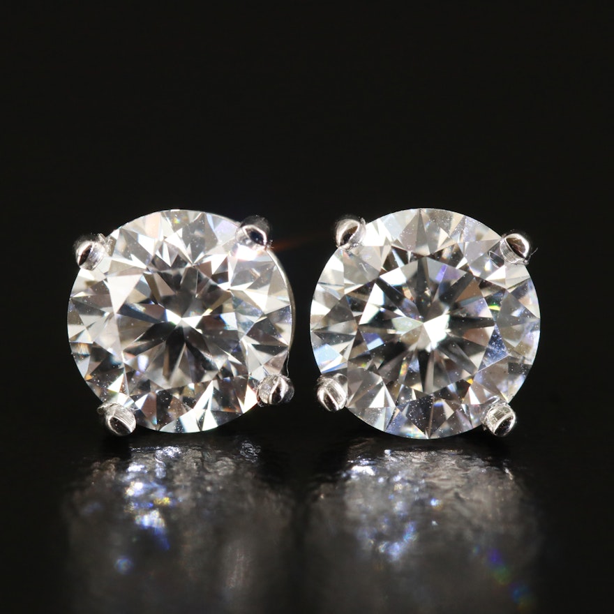 Platinum 3.09 CTW Diamond Stud Earrings with IGI Reports