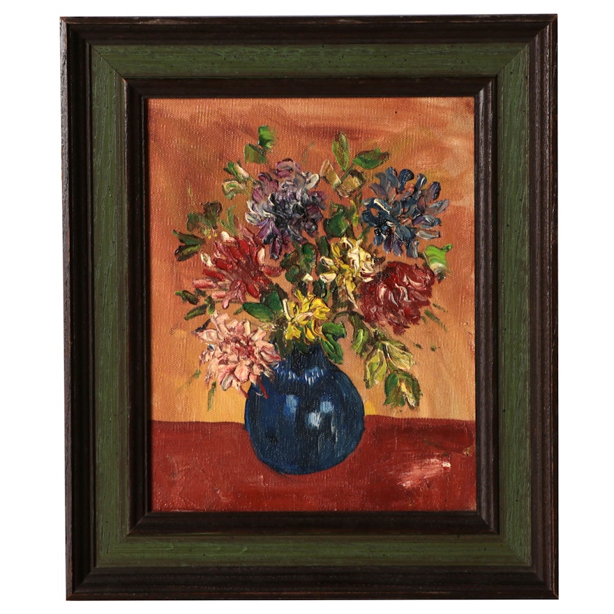 Floral Still Life Oil Painting, Late 20th Century