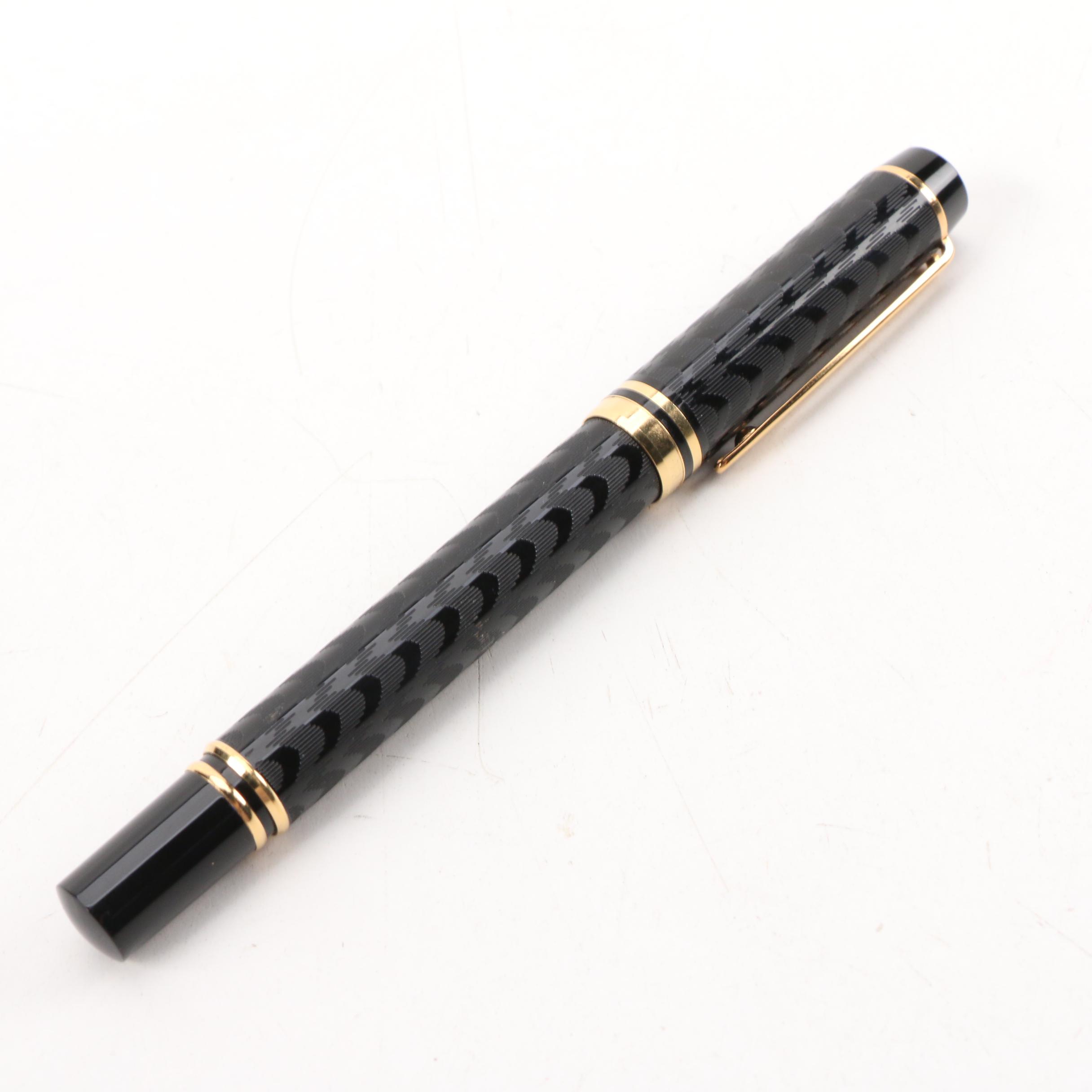 Waterman of Paris Ideal Black and Gold Fountain Pen with Case