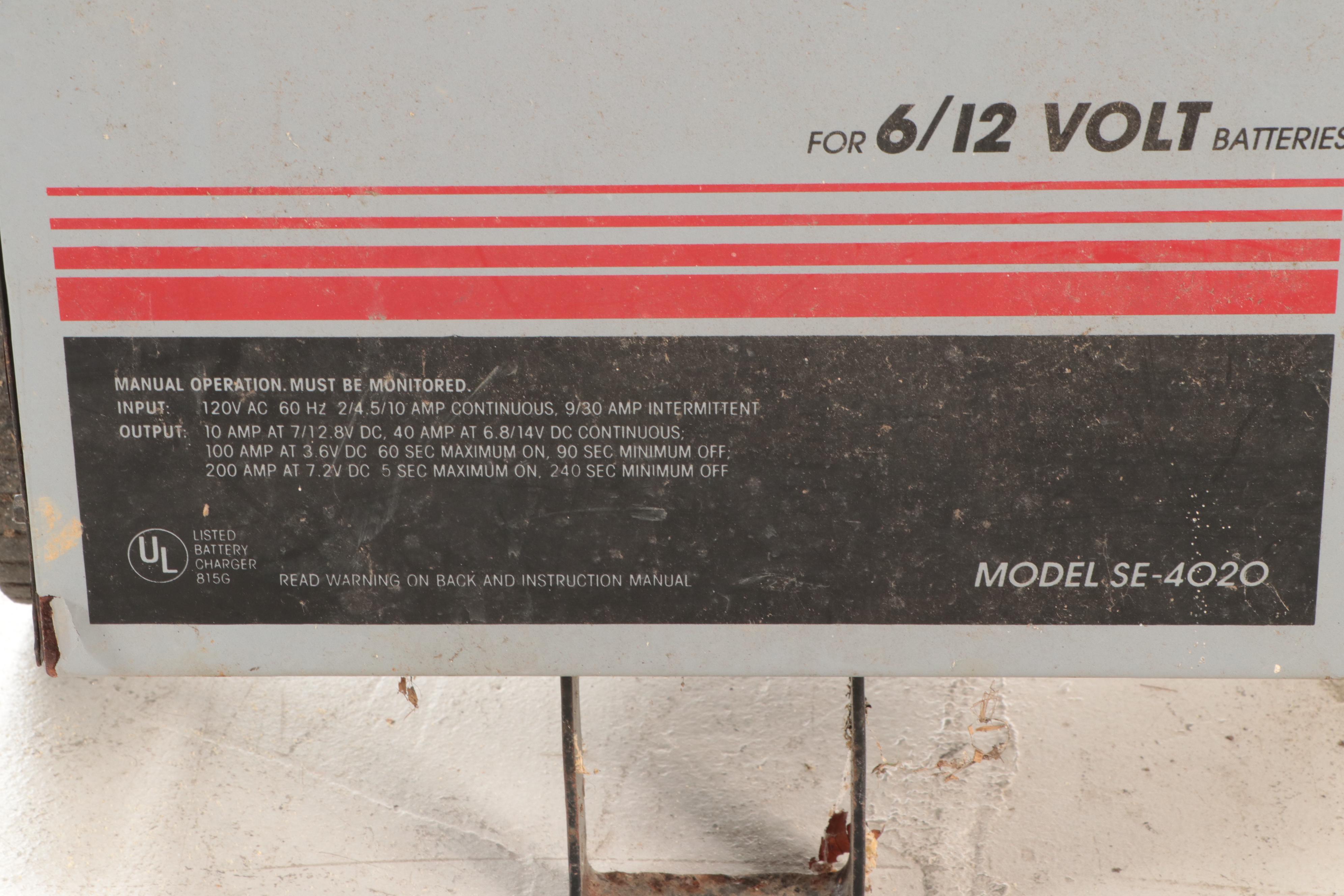 Schumacher IO/40 Amp Charger 100/200 Amp Starter/Charger for 6/12-Volt Batteries