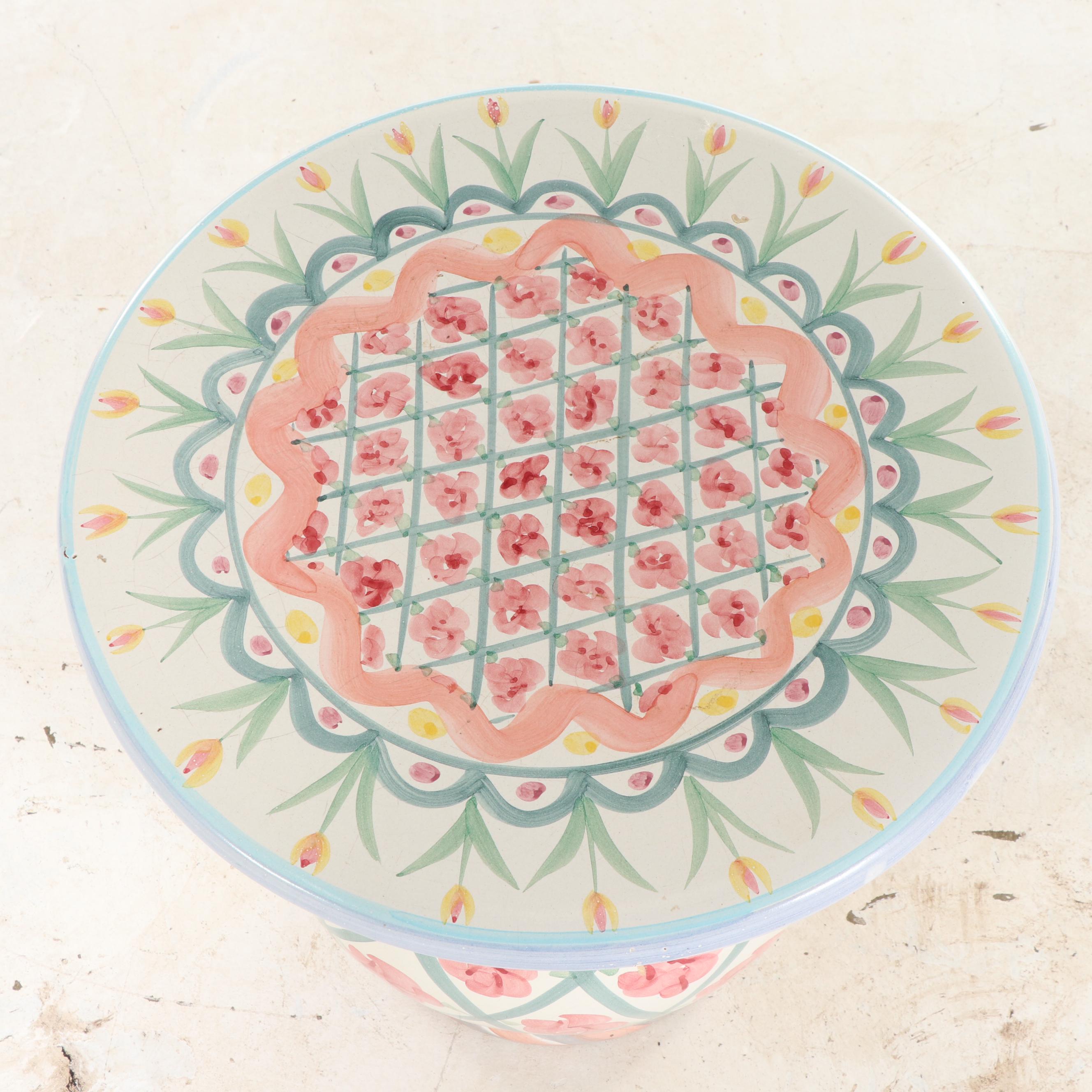 Mackenzie-Childs Hand-Painted Earthenware Side Table