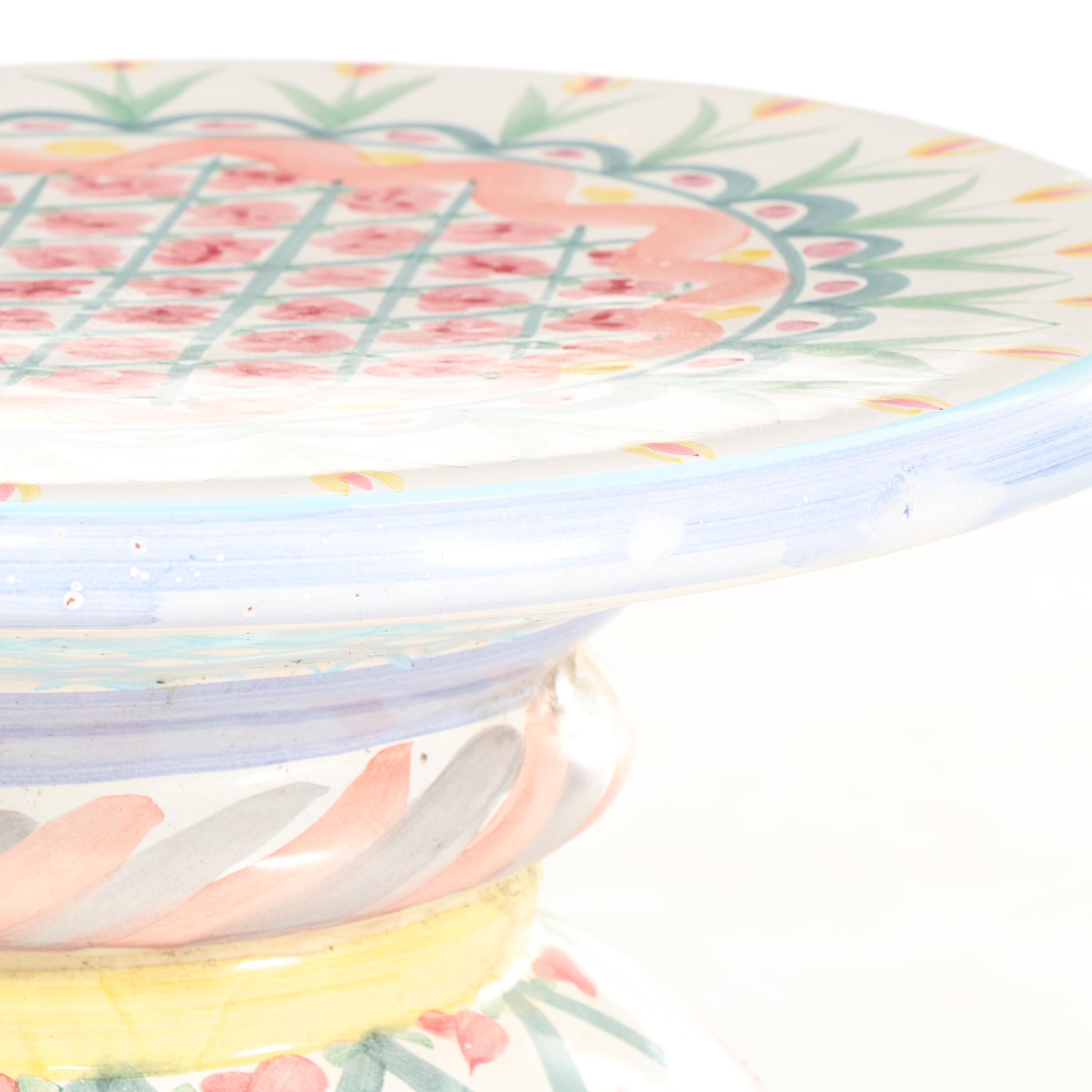 Mackenzie-Childs Hand-Painted Earthenware Side Table