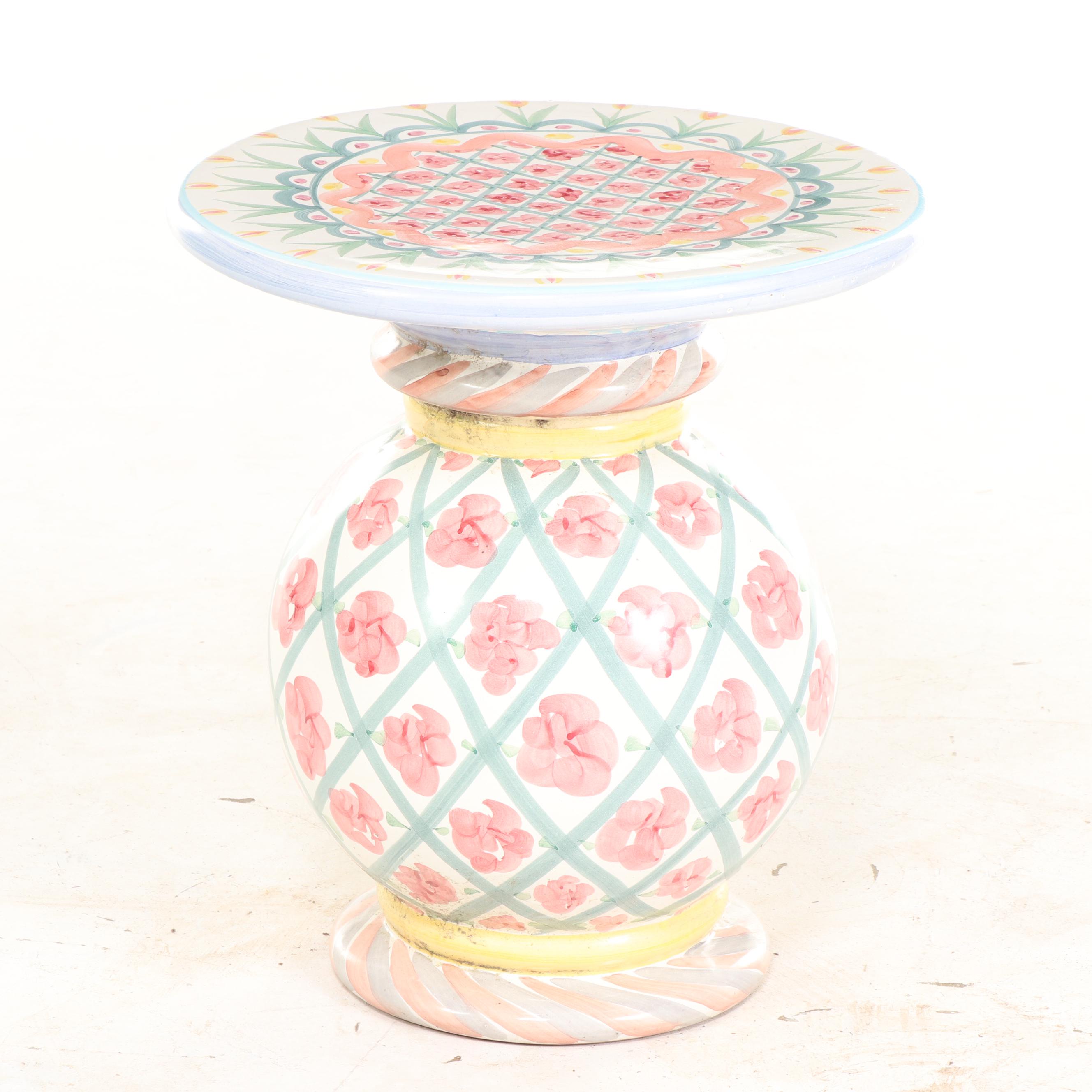 Mackenzie-Childs Hand-Painted Earthenware Side Table