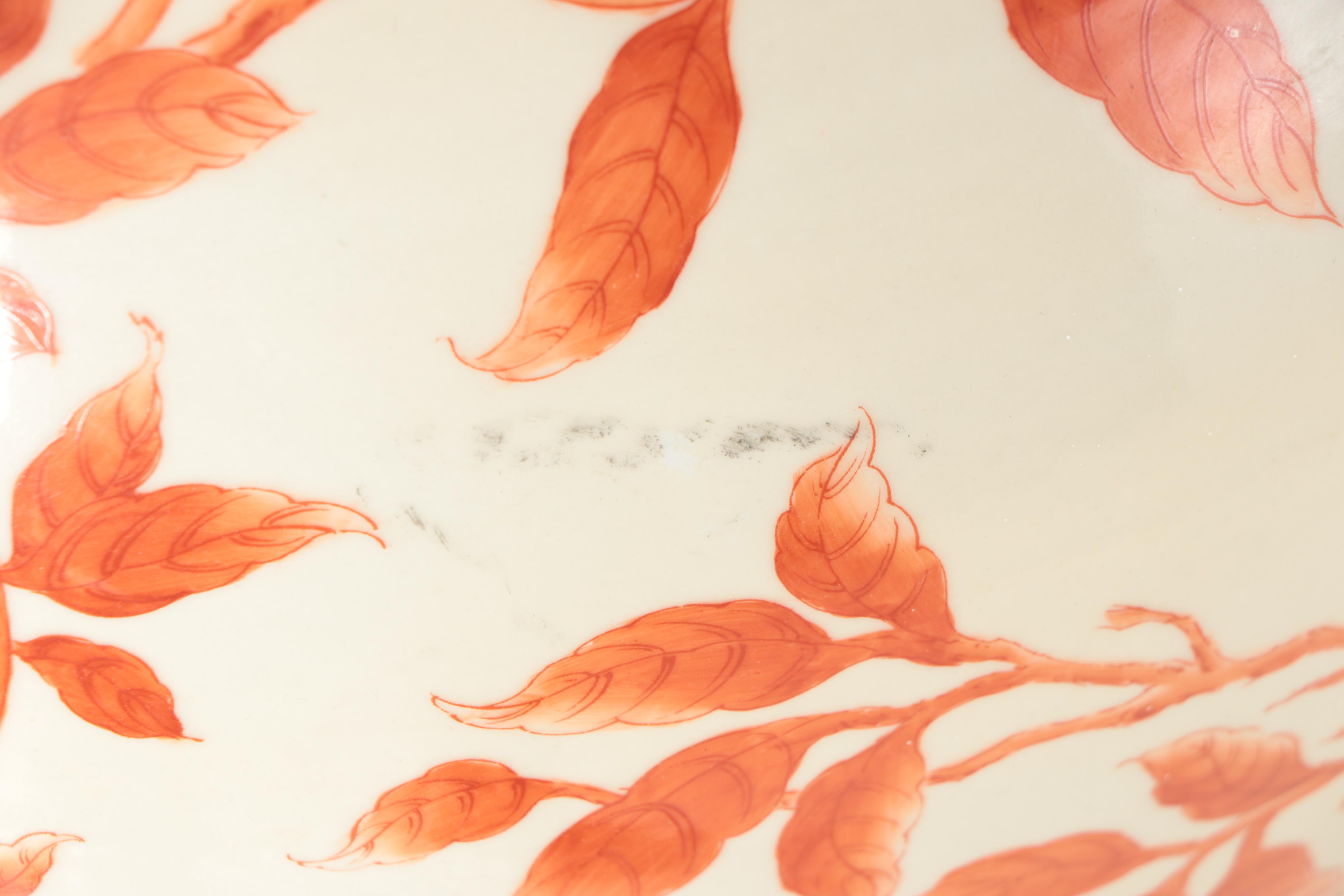 Chinese Porcelain Rust Colored  Hand-Painted Porcelain  Floor Temple Jar