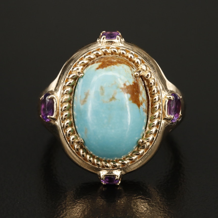 Sterling Turquoise and Amethyst Ring