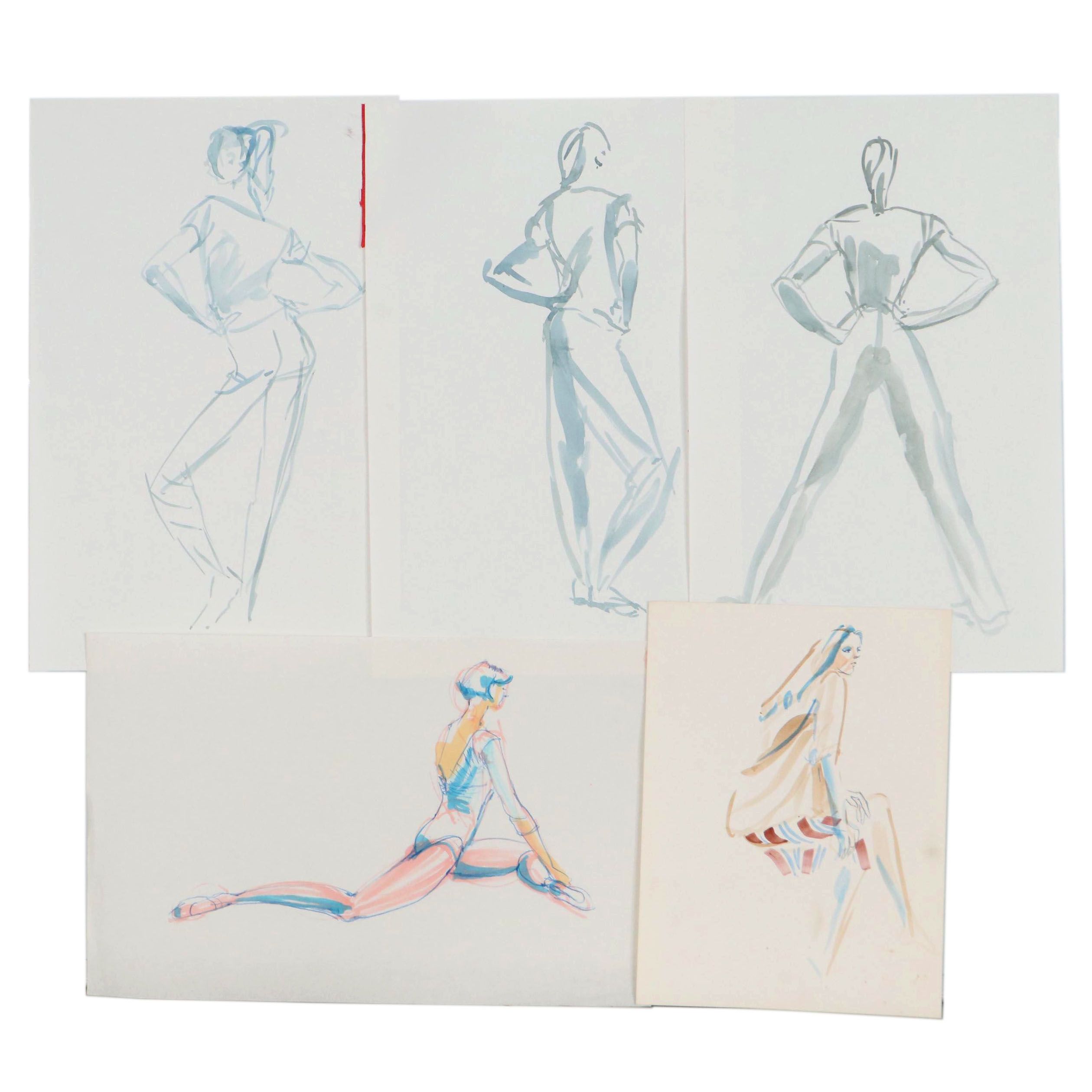 Margaret Voelker-Ferrier Watercolor Paintings of Figure Studies