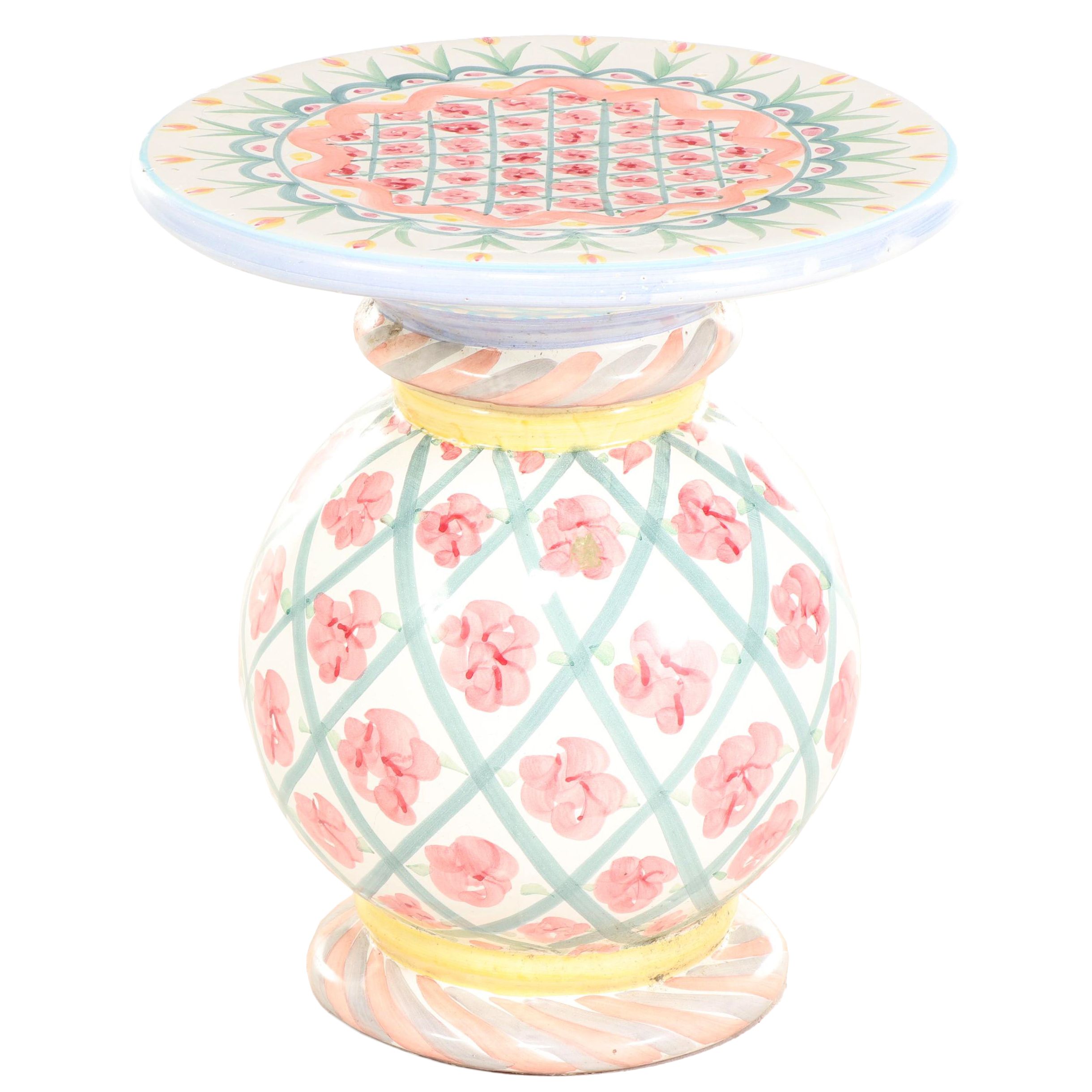Mackenzie-Childs Hand-Painted Earthenware Side Table