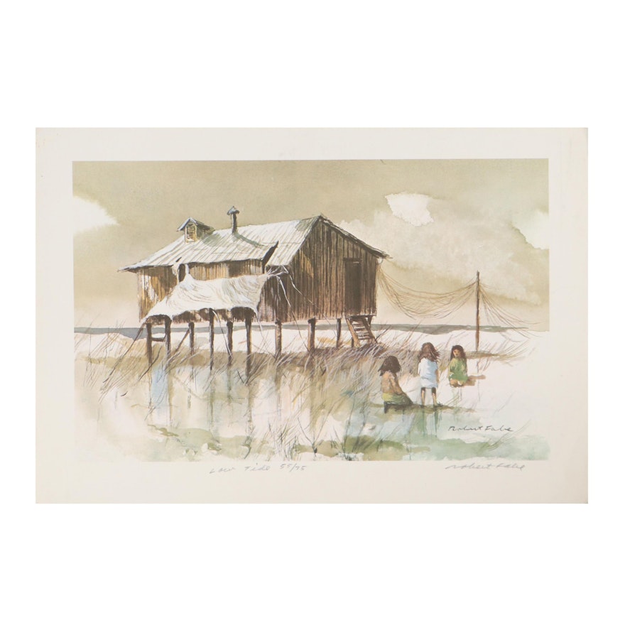 Robert Fabe Offset Lithograph "Low Tide," Late 20th Century