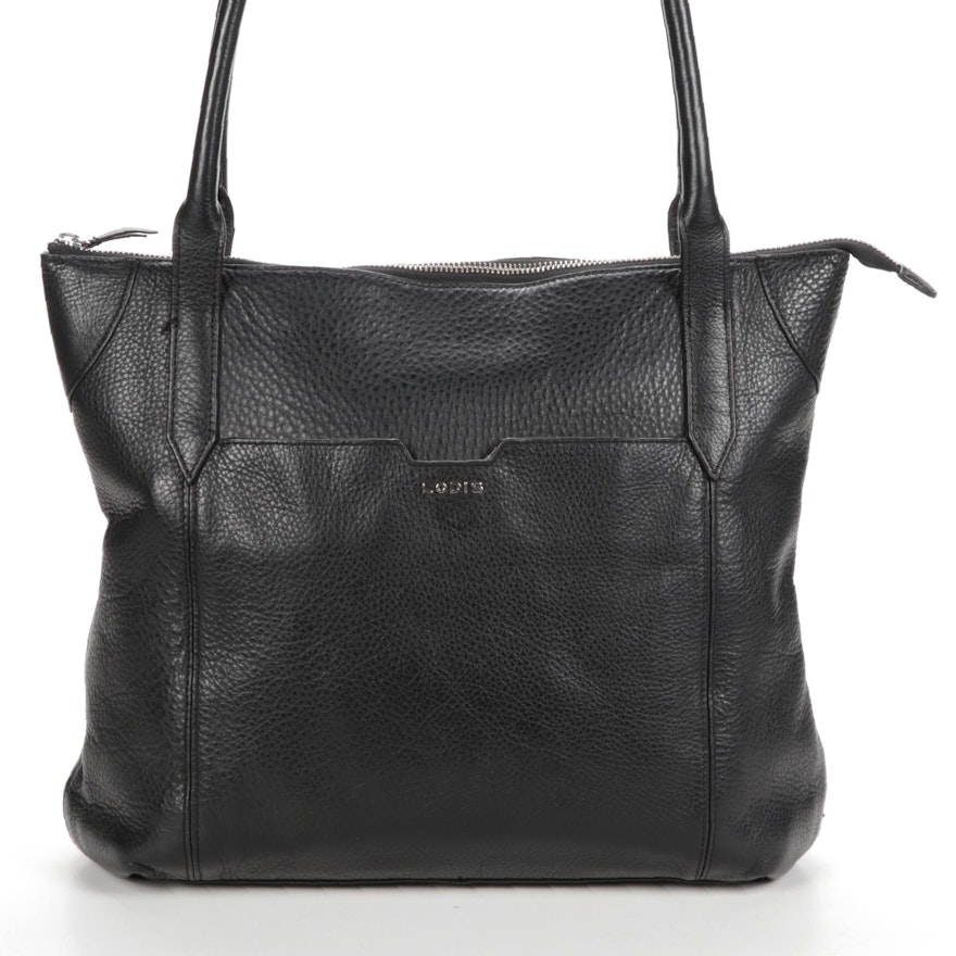 Lodis Sierra Tote Bag in Black Grained Leather