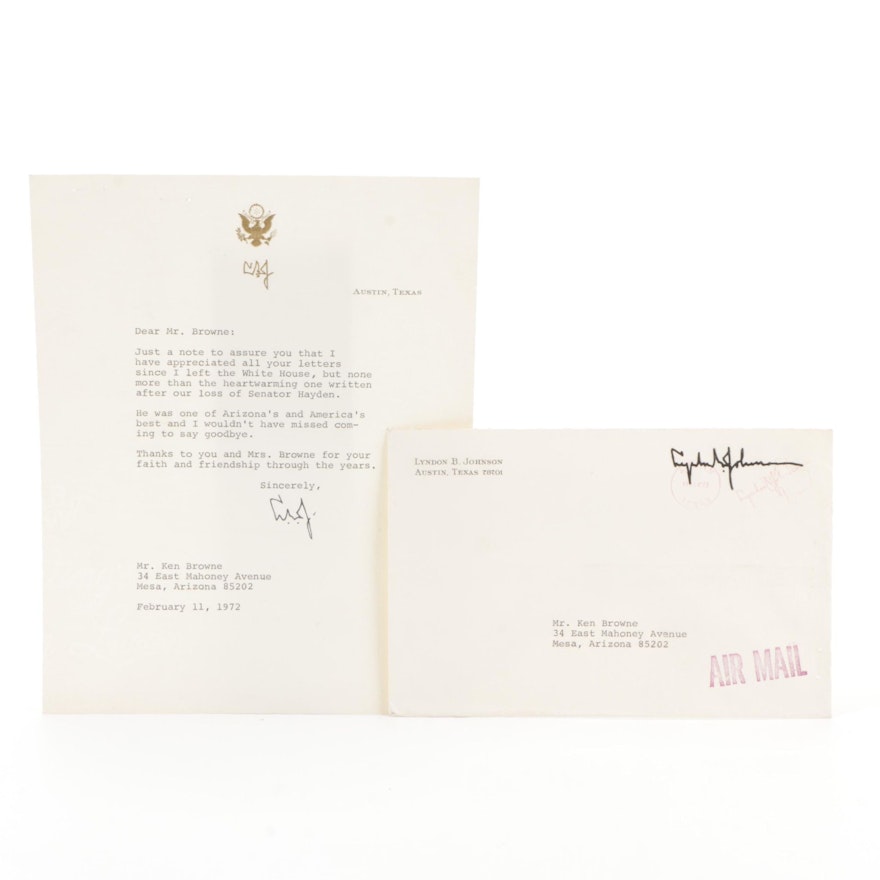 1972 Lyndon B. Johnson Typed Letter Signed, COA