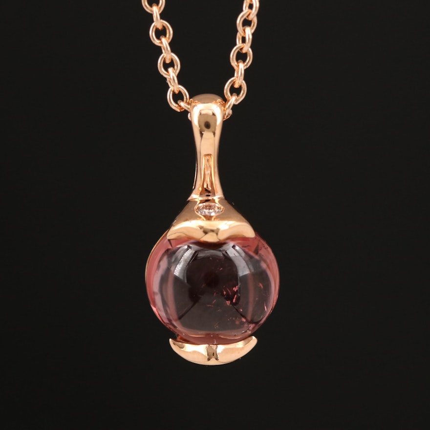 Zorab 18K Rose Gold Diamond and Tourmaline Pendant Necklace