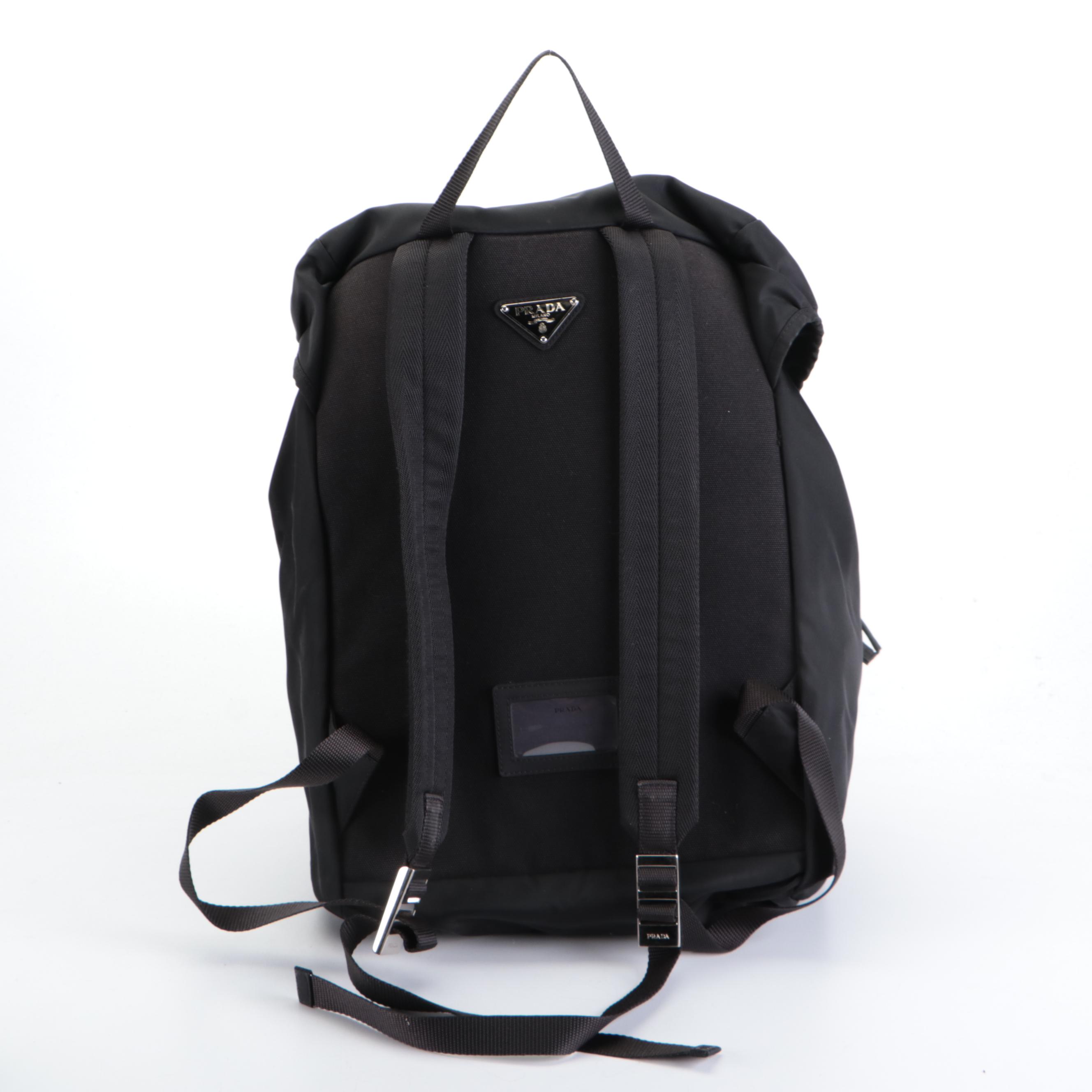 Prada Double-Buckle Backpack in Black Tessuto Nylon