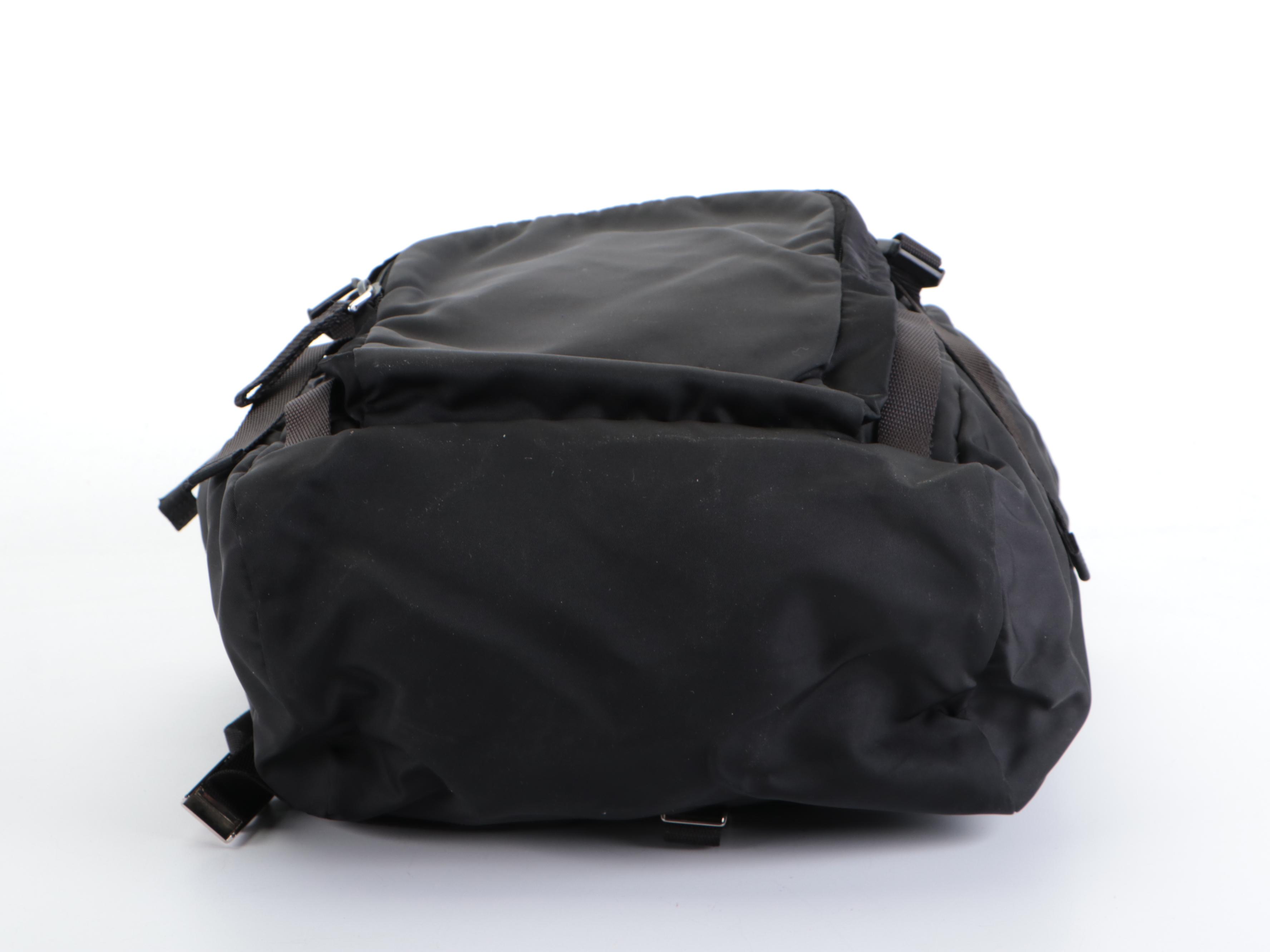 Prada Double-Buckle Backpack in Black Tessuto Nylon