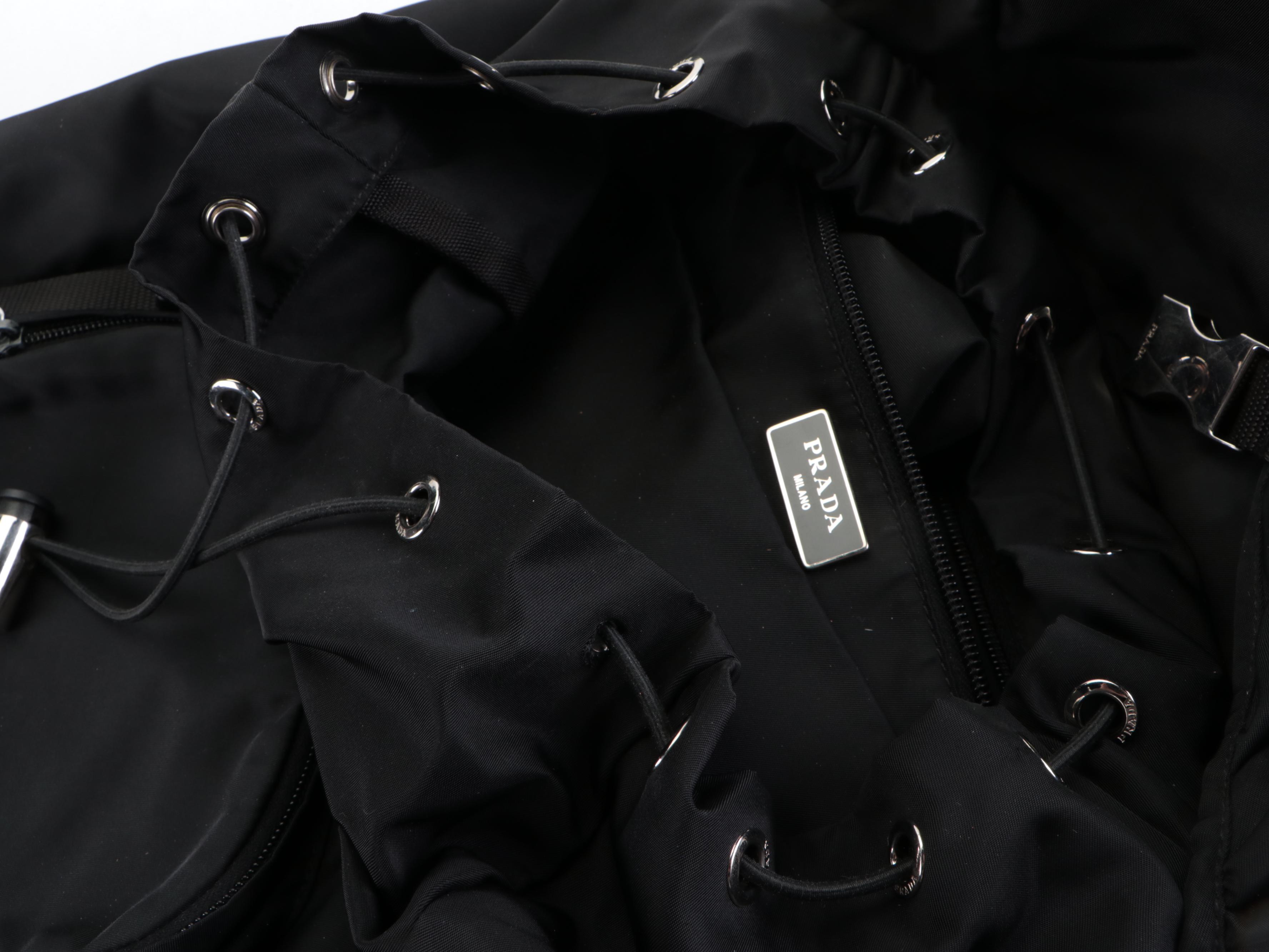 Prada Double-Buckle Backpack in Black Tessuto Nylon