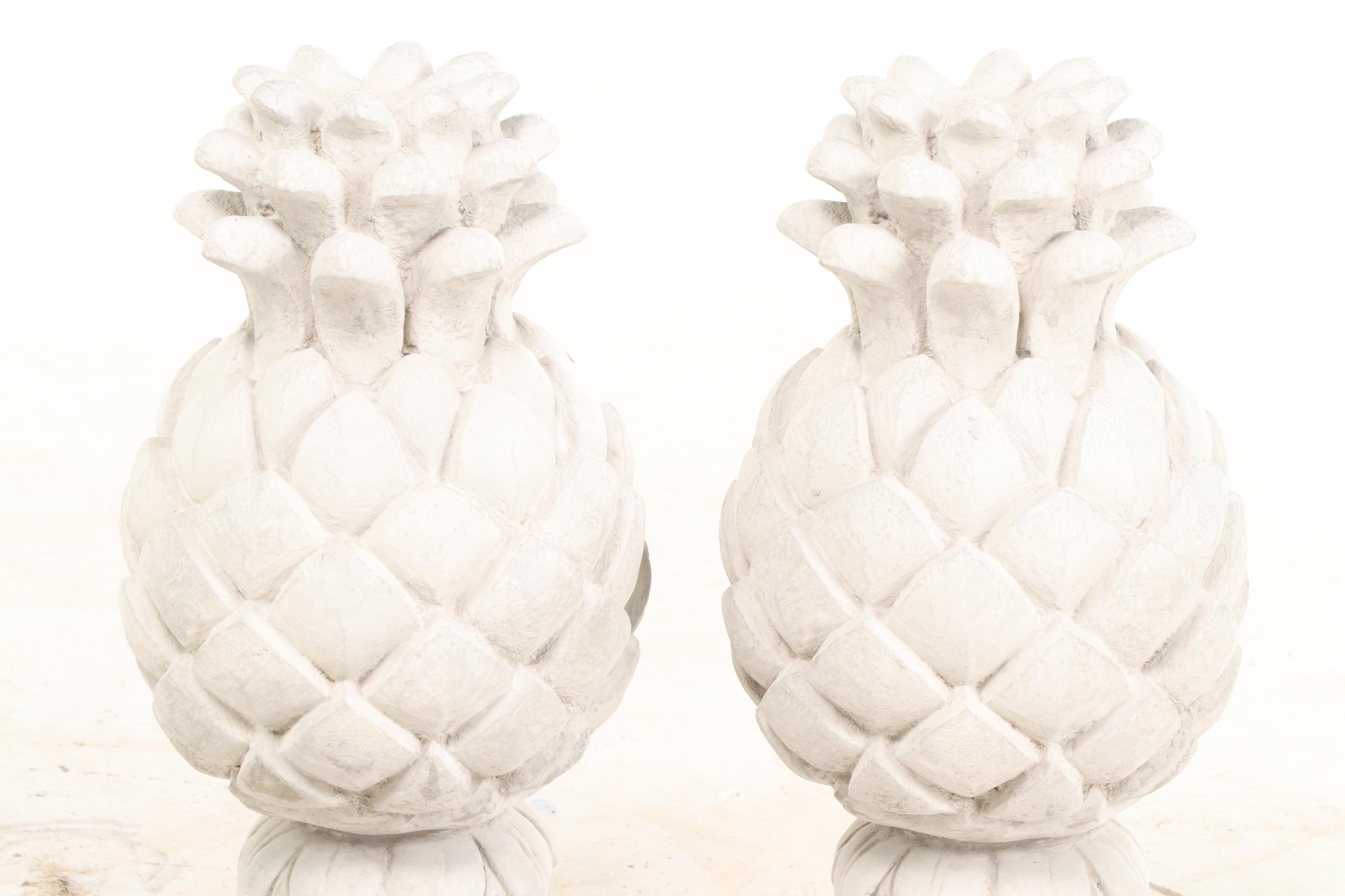 Pair of Cast Concrete Pineapple Garden Statues