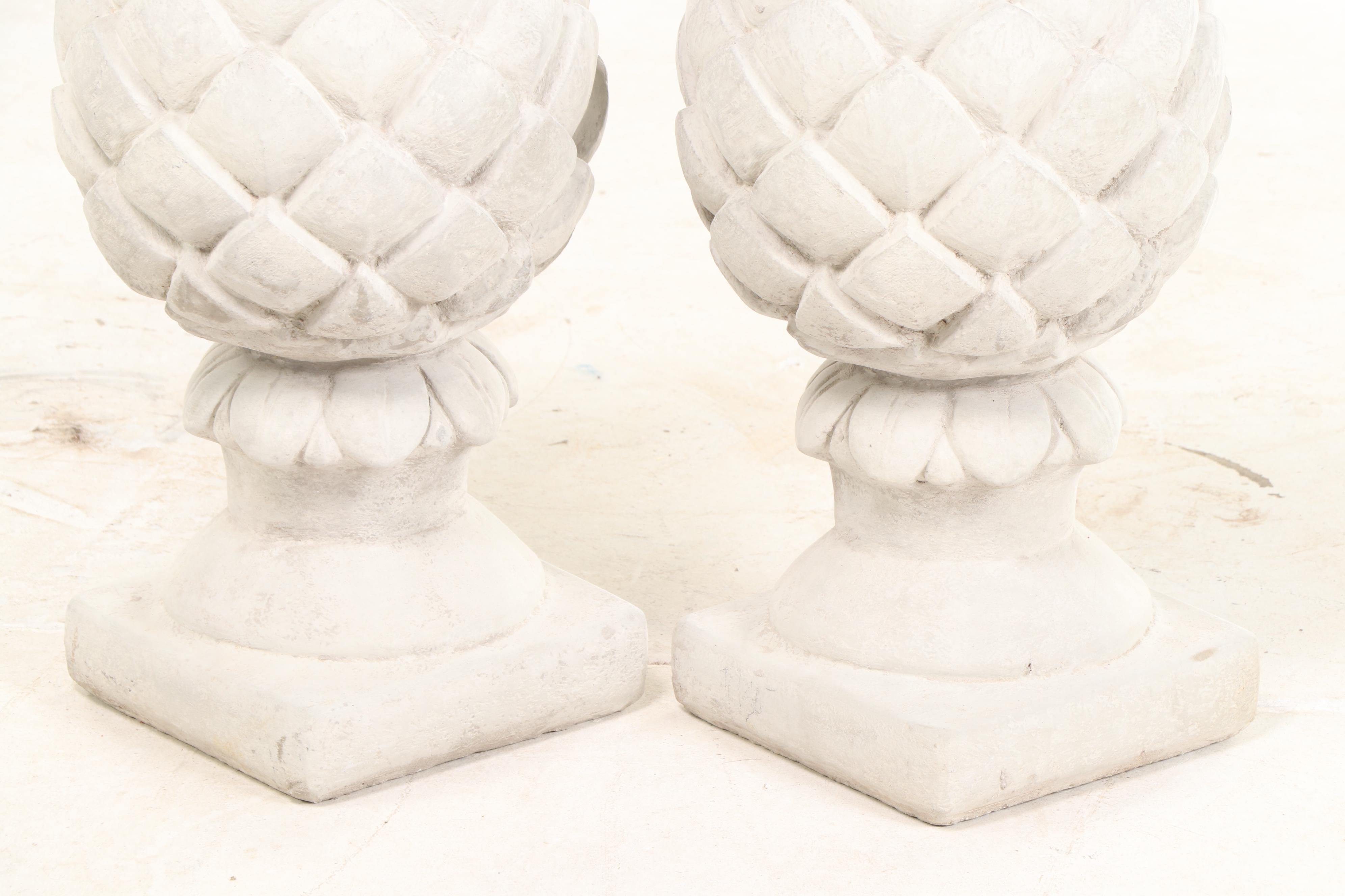 Pair of Cast Concrete Pineapple Garden Statues