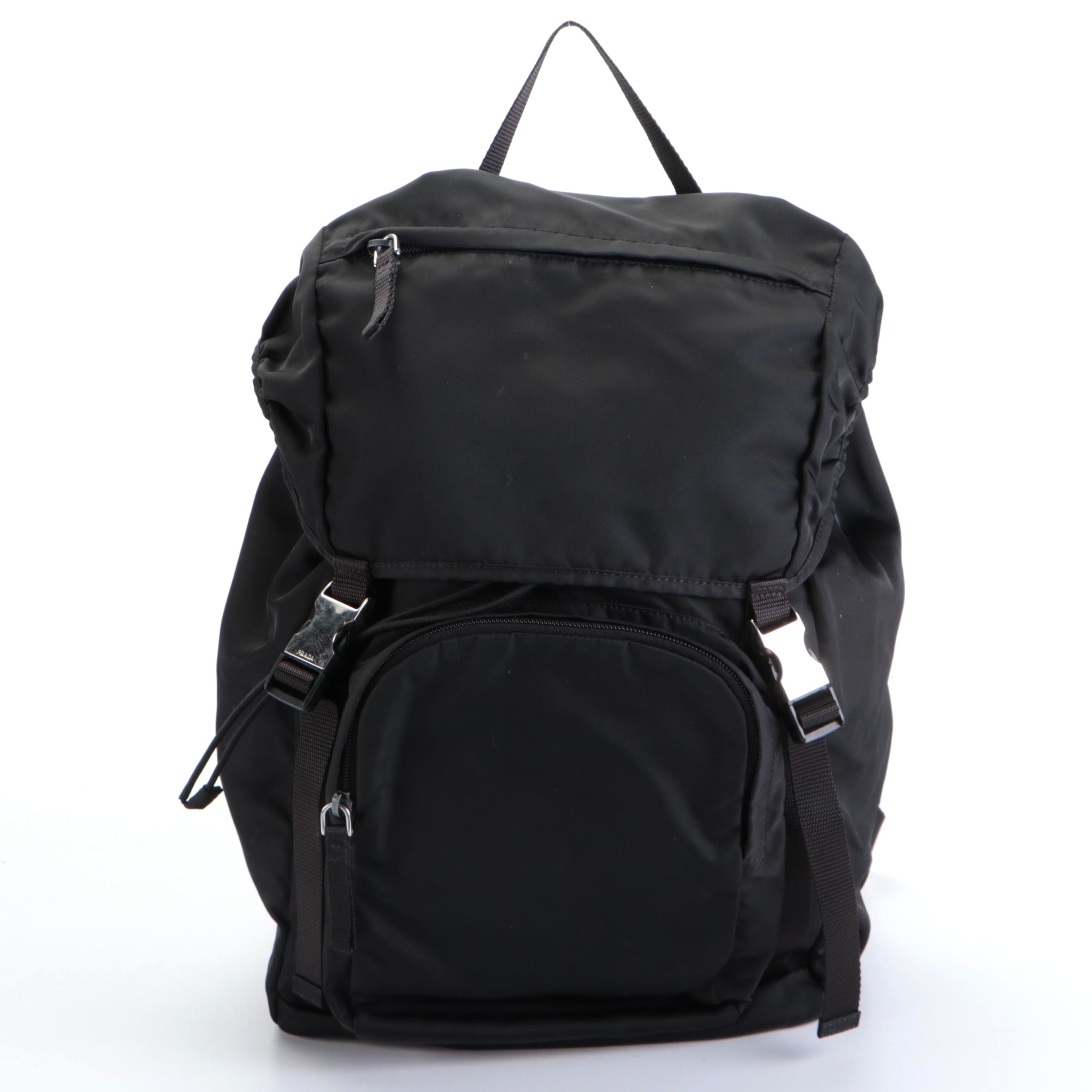 Prada Double-Buckle Backpack in Black Tessuto Nylon