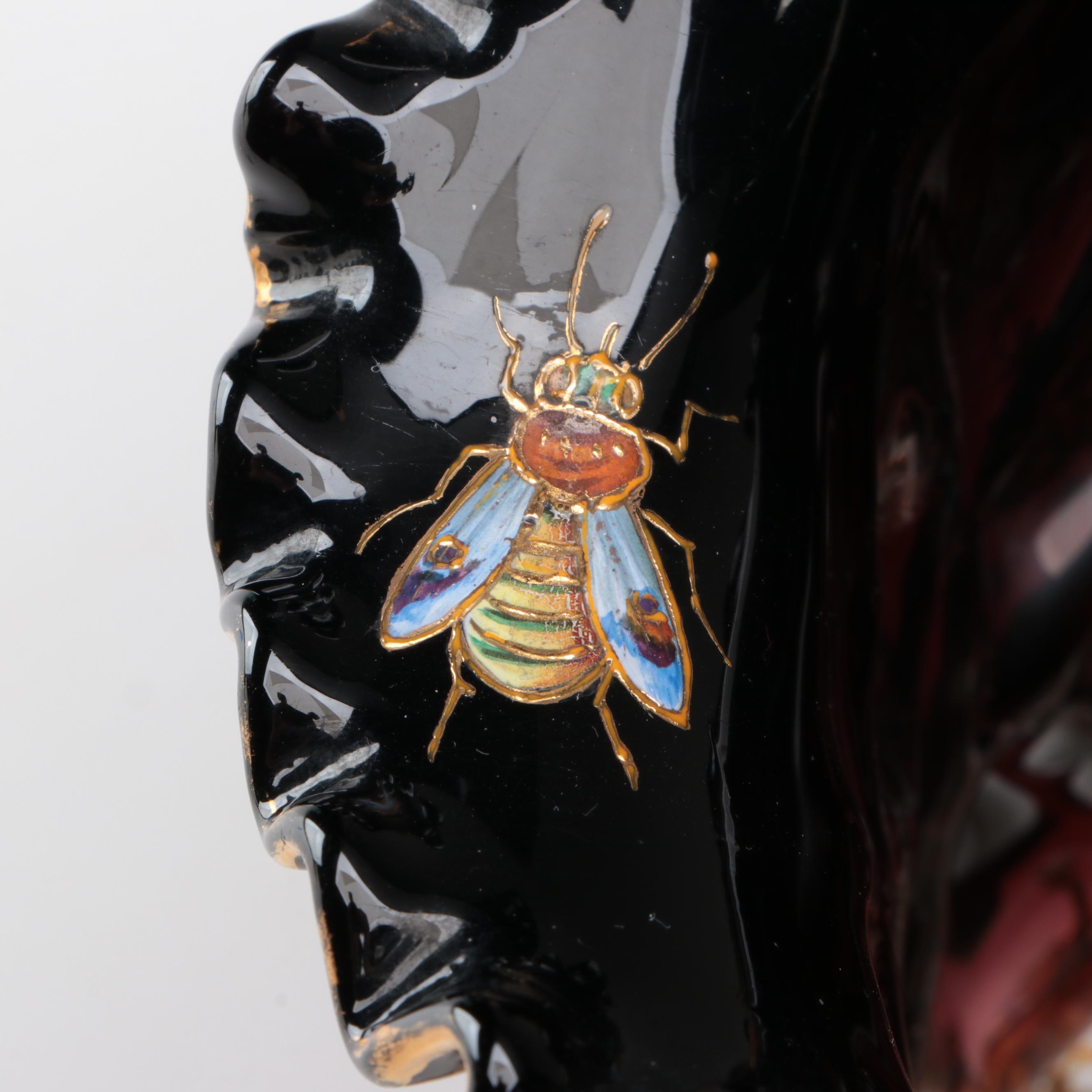 Moser Glass Vase with Enameled Insects and Leaves, Late 19th/Early 20th Century